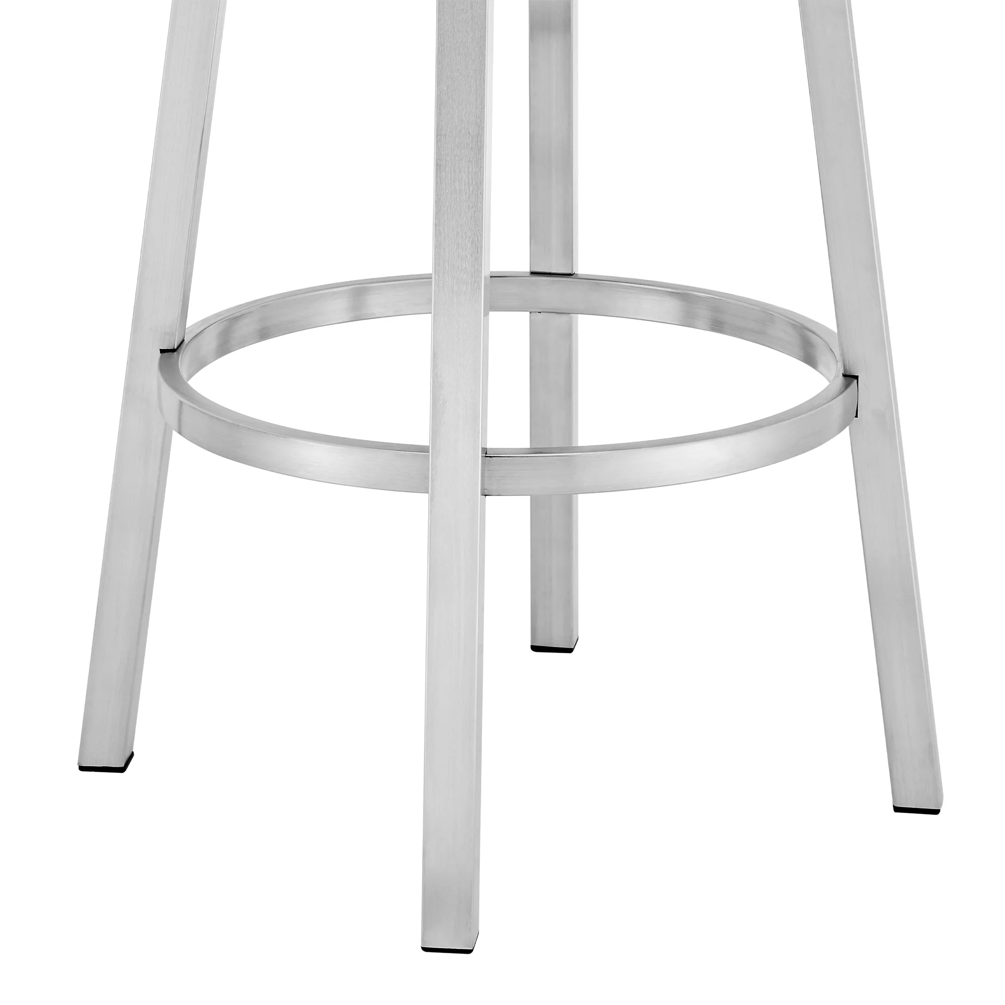Blue and Silver Faux Leather and Stainless Steel Low Back Counter Height Swivel Bar Chair By Homeroots - Image 8