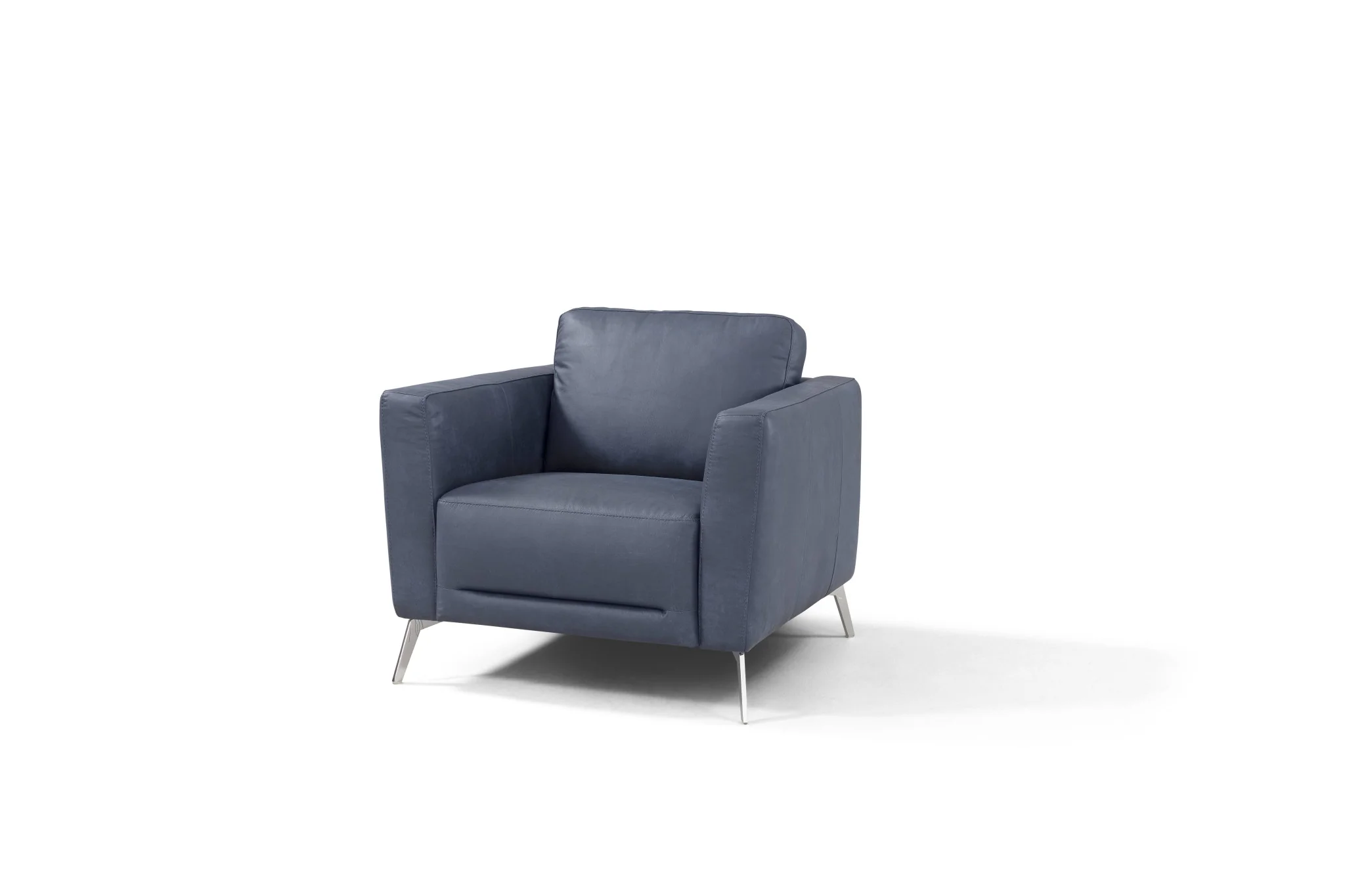 Blue and Silver Genuine Leather Arm Chair By Homeroots - Image 4