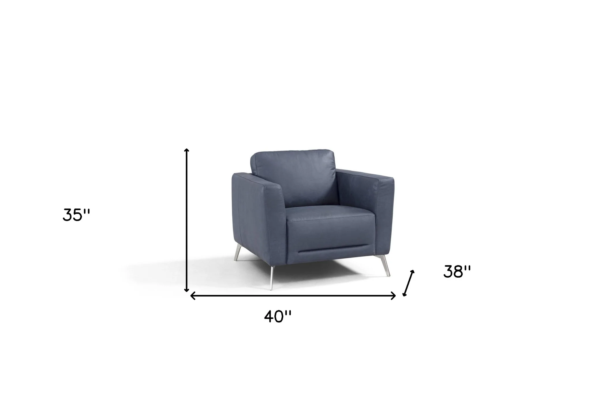 Blue and Silver Genuine Leather Arm Chair By Homeroots - Image 5