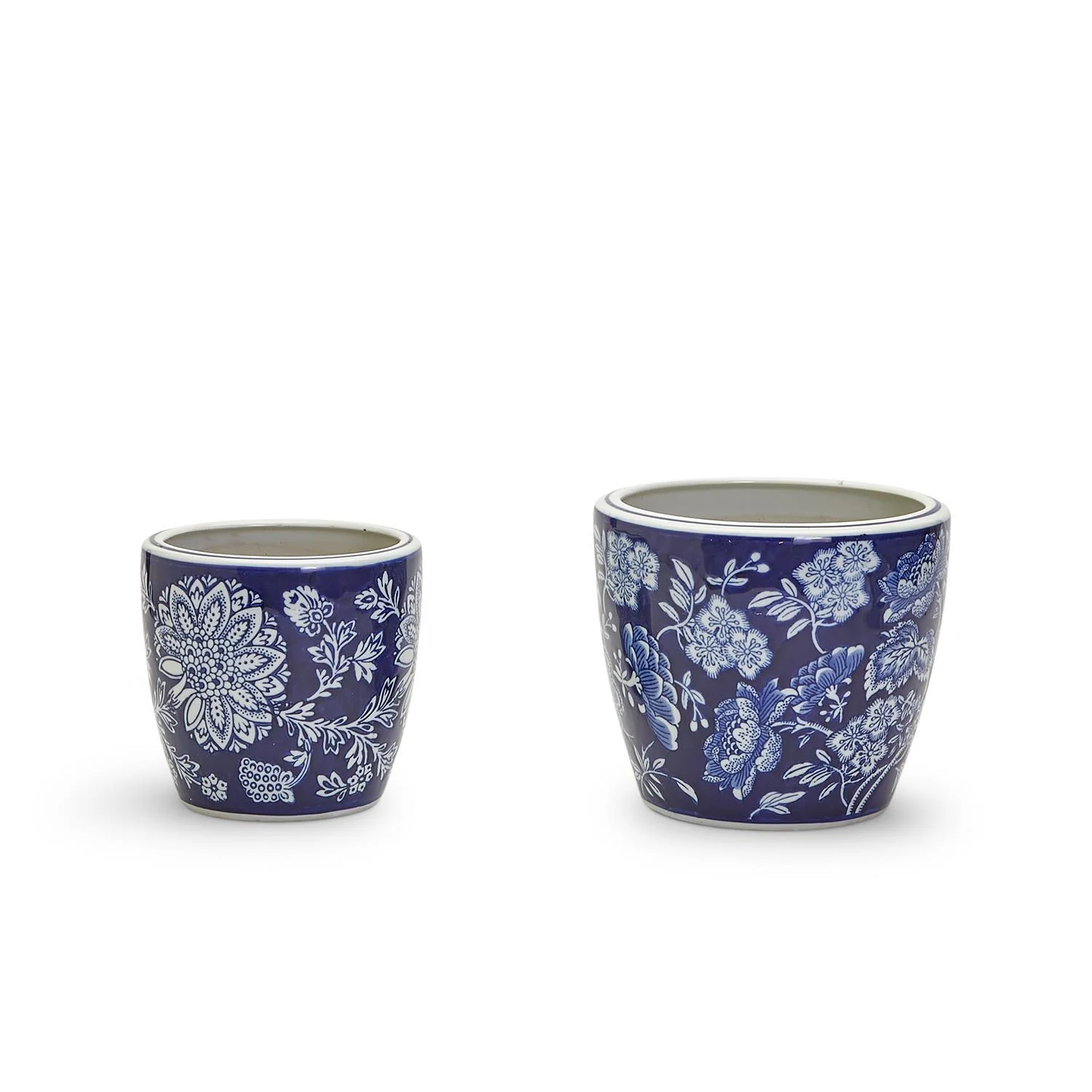 Blue and White Hand Painted Planter Set Of 4 By Two's Company - Image 2