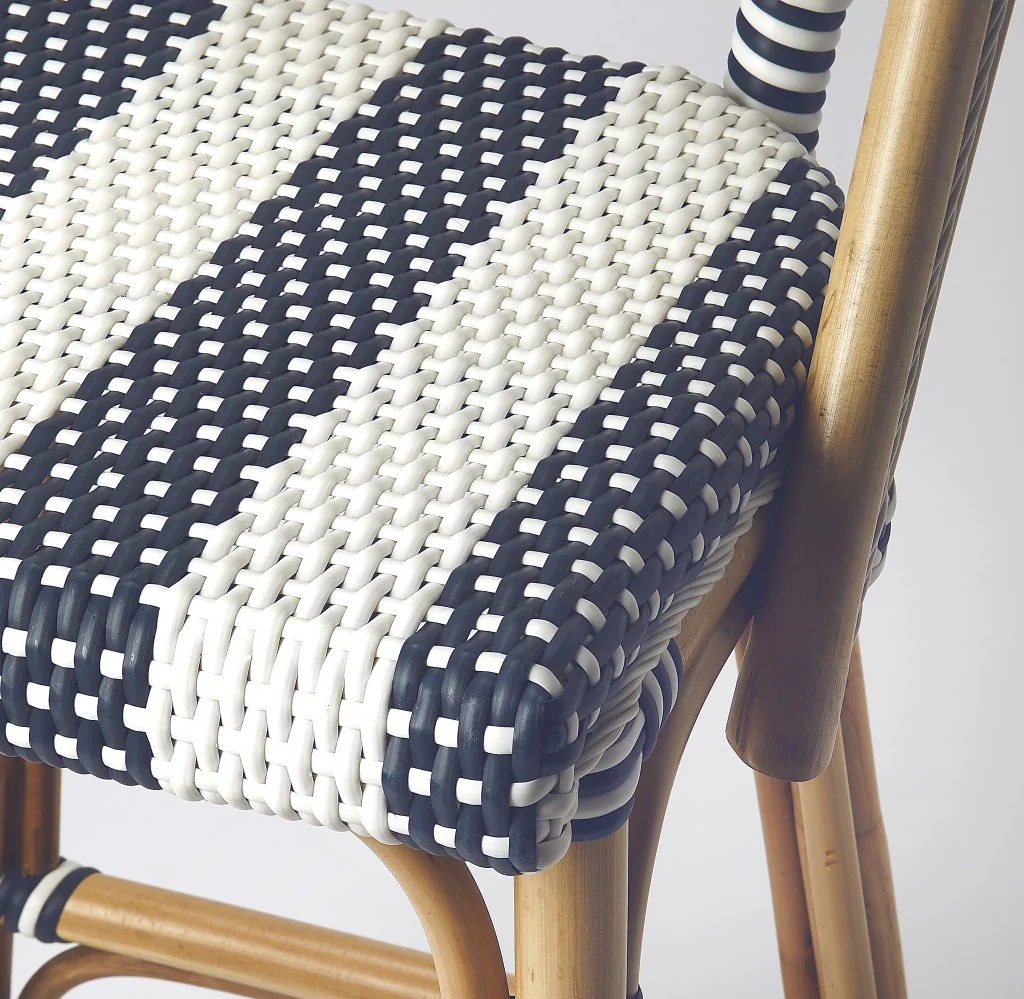 Blue And White Striped Rattan Bar Stool By Homeroots - Image 7