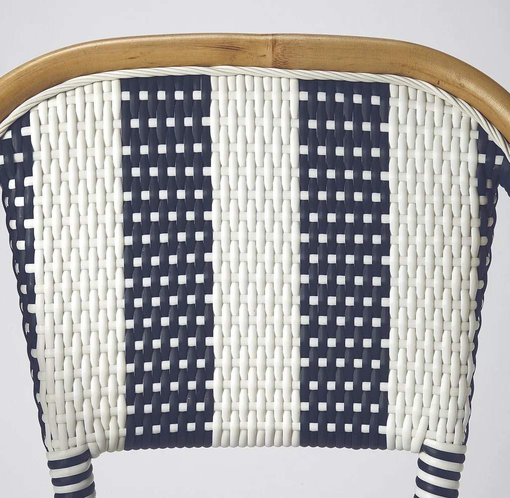 Blue And White Striped Rattan Bar Stool By Homeroots - Image 8