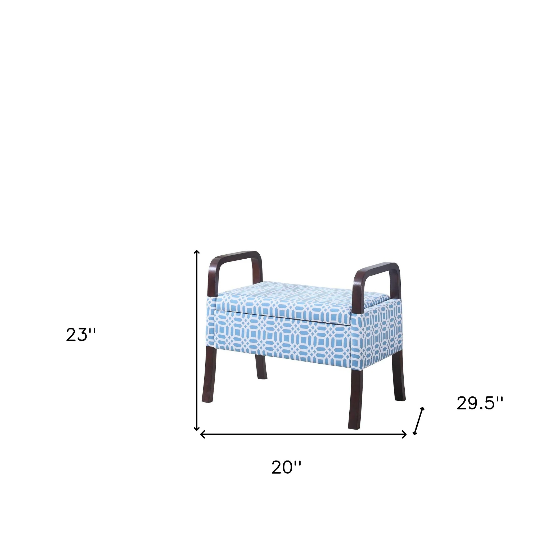 Blue and White Vanity Seat with Wooden Handles By Homeroots - Image 7