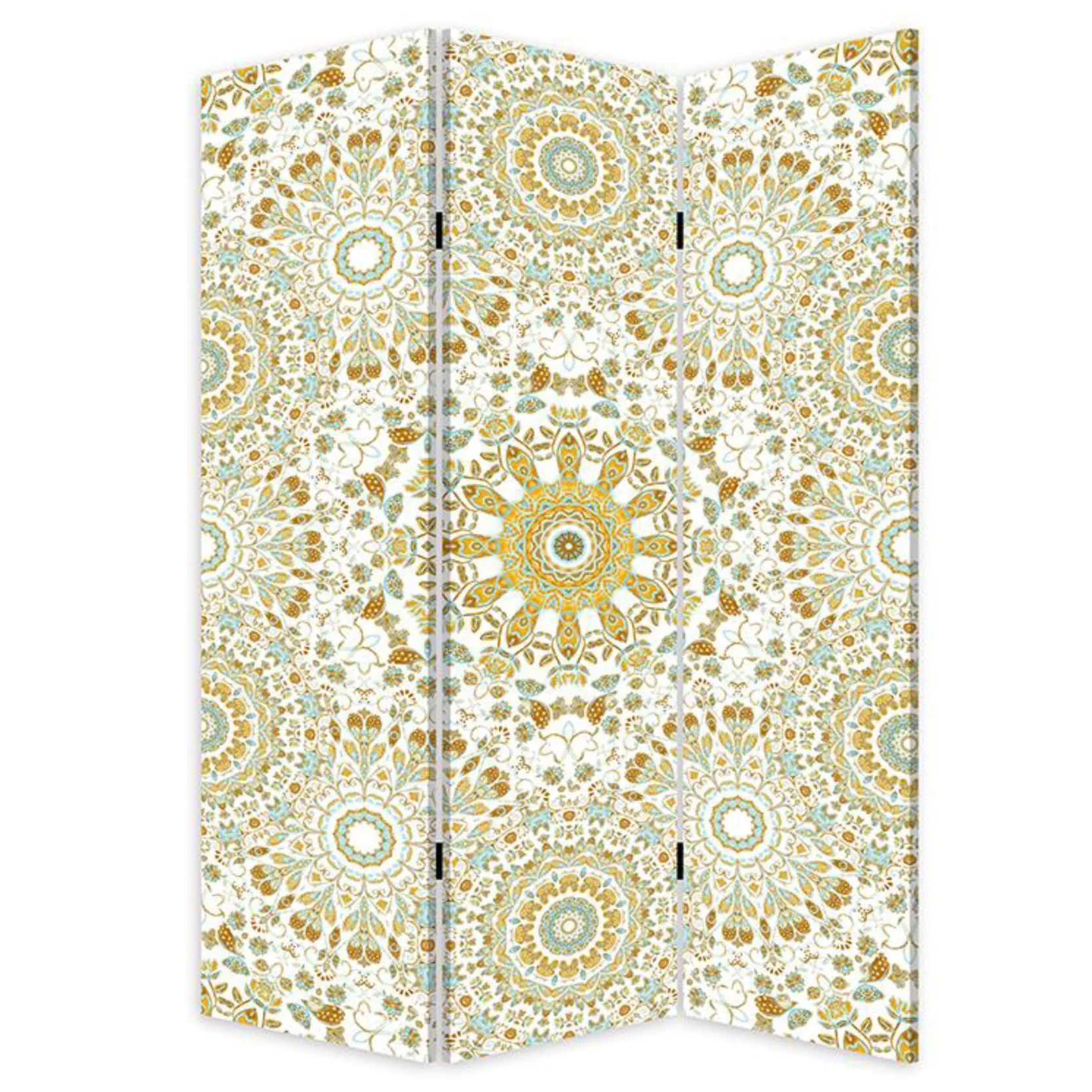Blue Boho Mandala Three Panel Room Divider Screen By Homeroots - Image 3