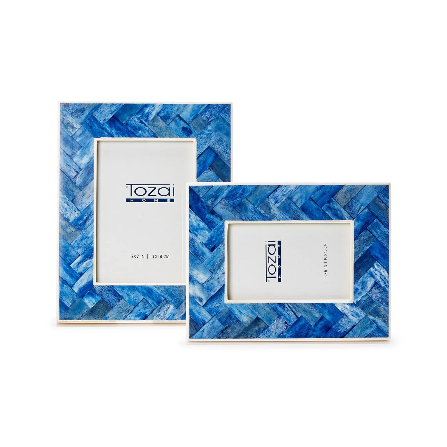 Blue Chevron Photo Frame Set Of 6 By Tozai Home - Image 2