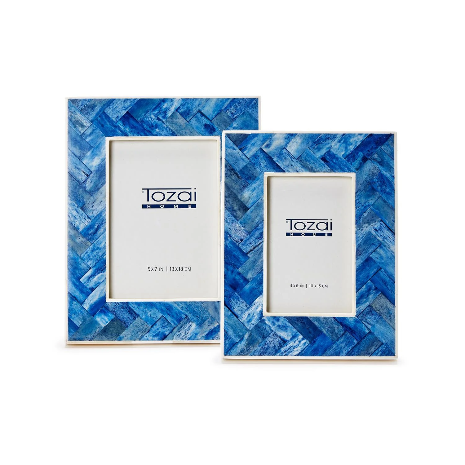 Blue Chevron Photo Frame Set Of 6 By Tozai Home - Image 3