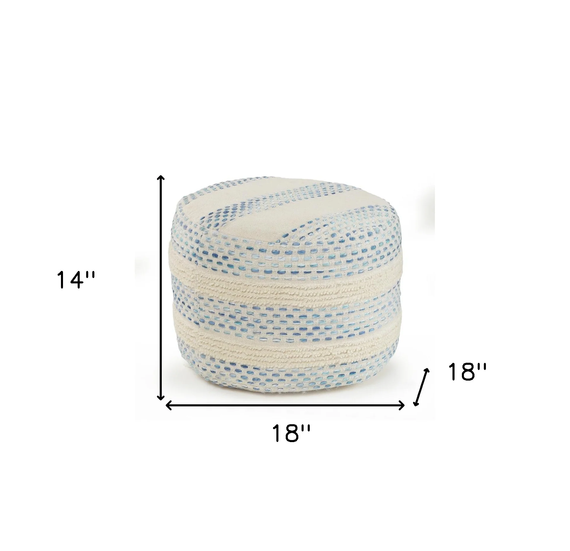 Blue Cotton Blend Ottoman By Homeroots - Image 8