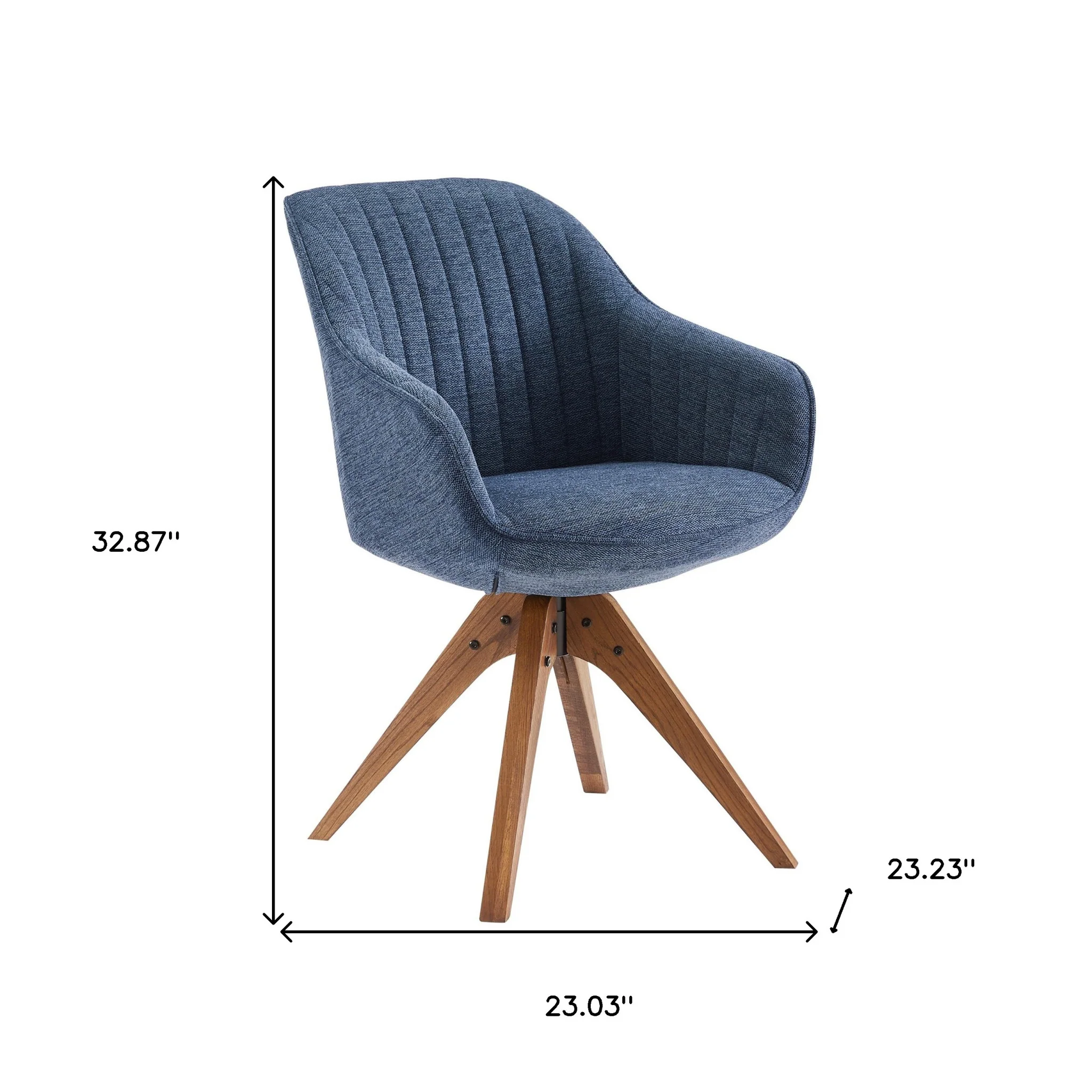 Blue Fabric And Natural Swivel Accent Arm Chair By Homeroots - Image 2