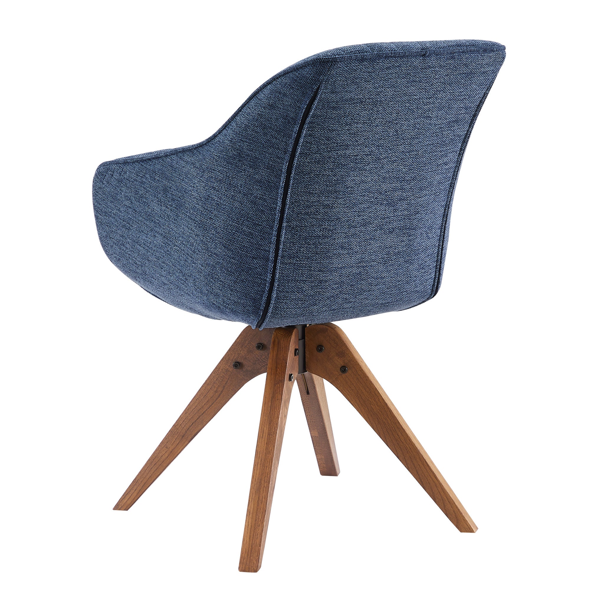 Blue Fabric And Natural Swivel Accent Arm Chair By Homeroots - Image 4