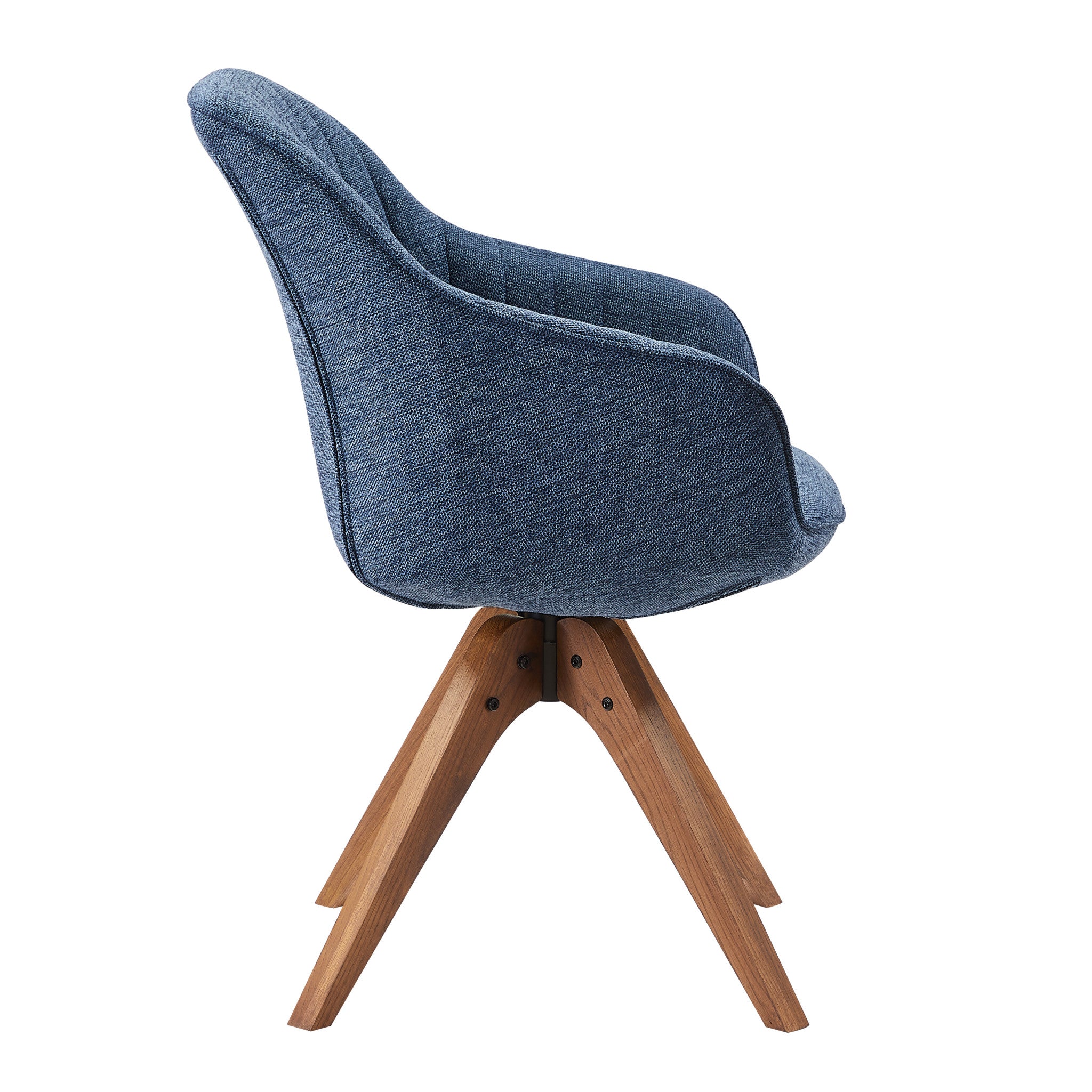 Blue Fabric And Natural Swivel Accent Arm Chair By Homeroots - Image 5