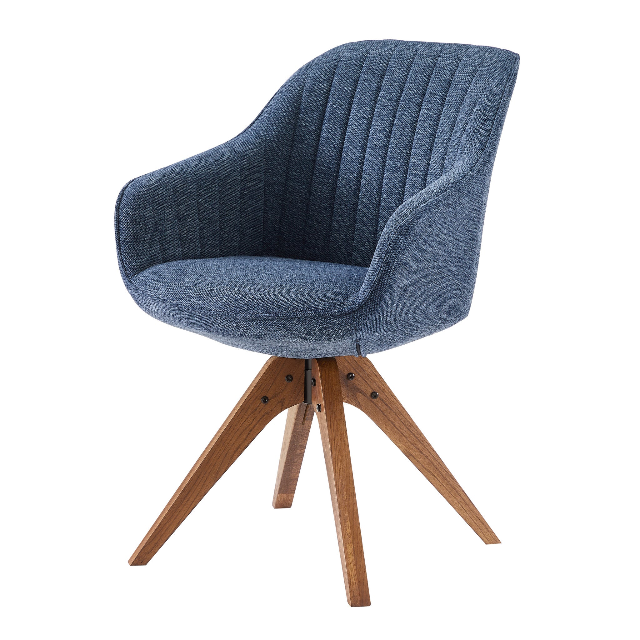 Blue Fabric And Natural Swivel Accent Arm Chair By Homeroots - Image 6