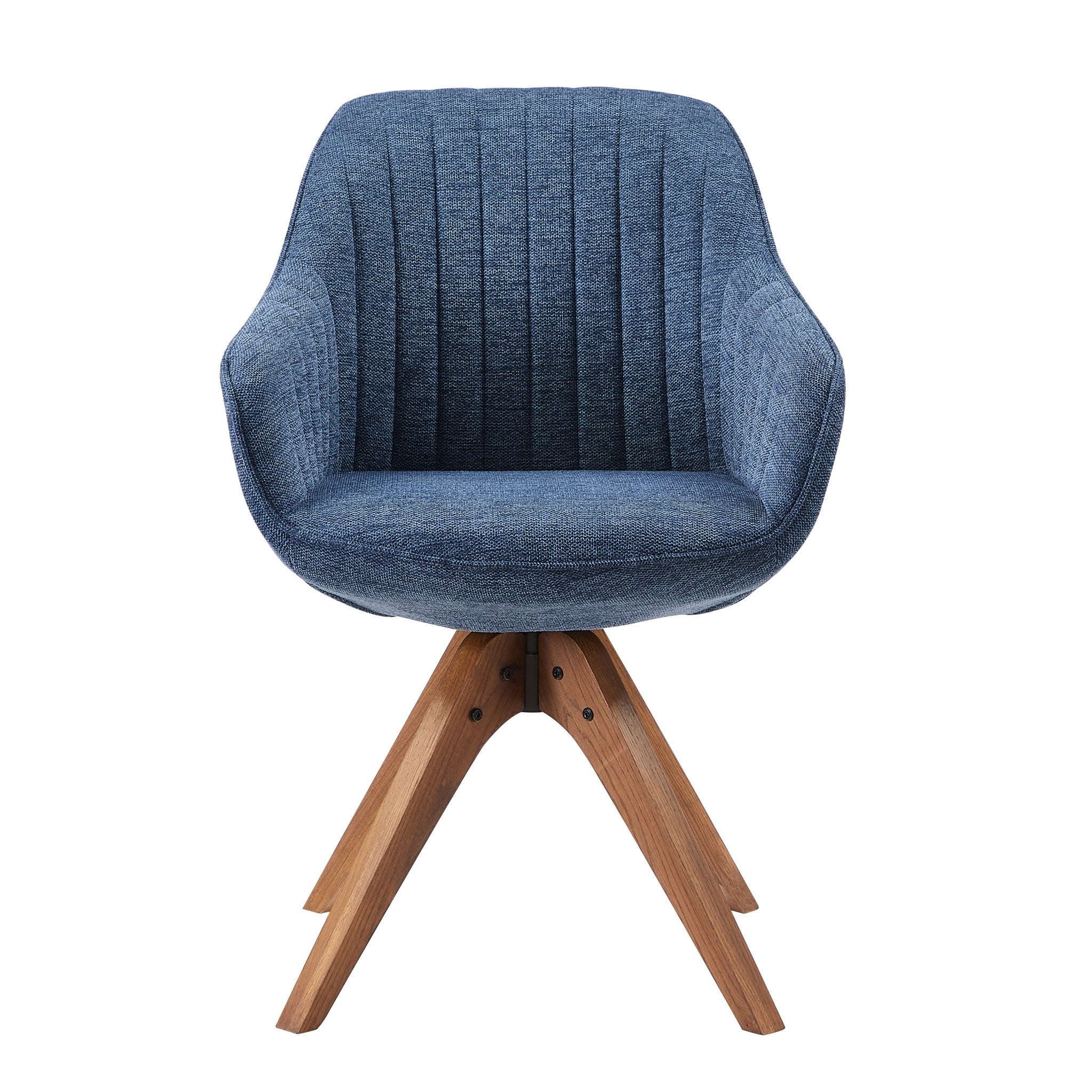 Blue Fabric And Natural Swivel Accent Arm Chair By Homeroots - Image 8