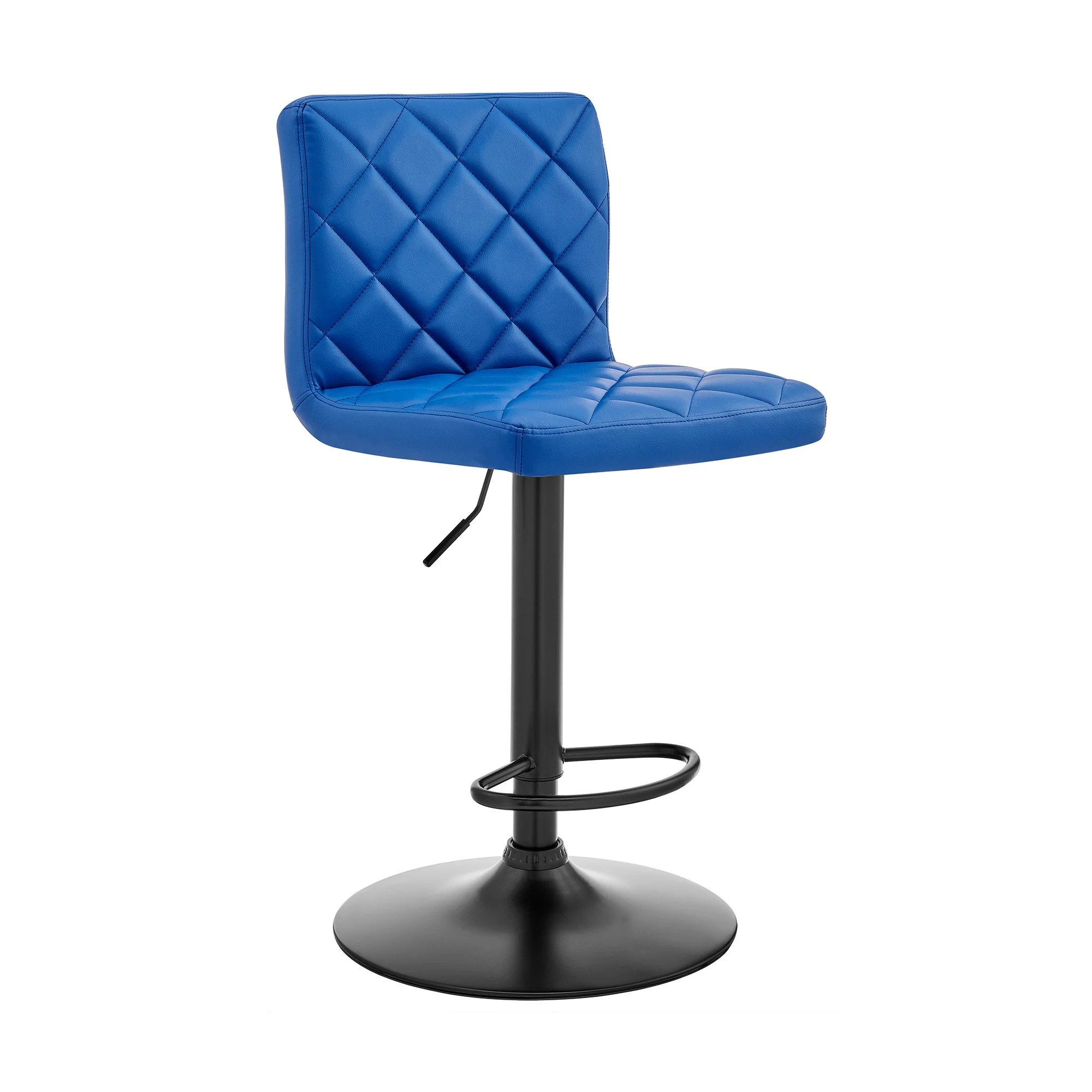 Blue Faux Leather Swivel Adjustable Bar Stool By Homeroots - Image 2