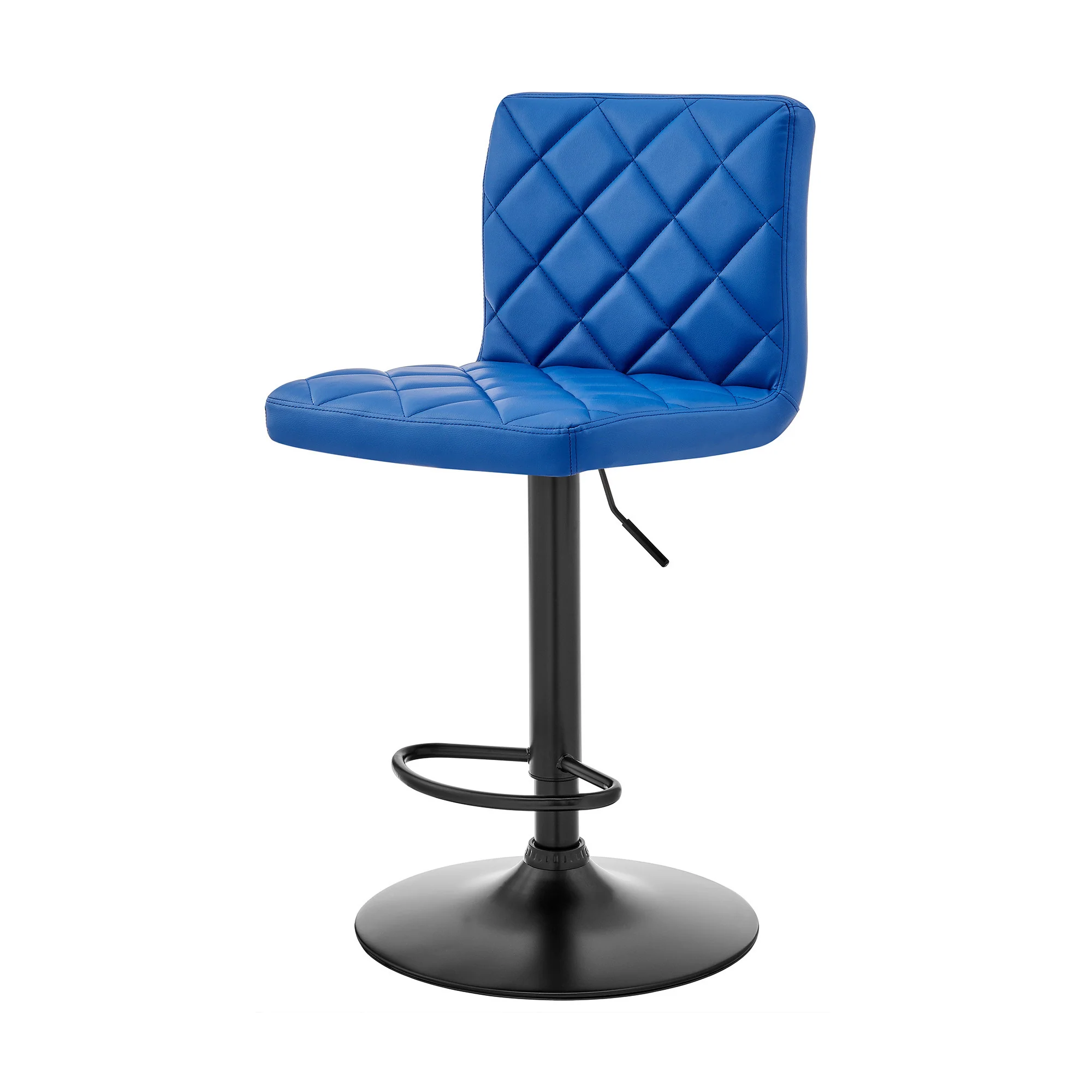 Blue Faux Leather Swivel Adjustable Bar Stool By Homeroots - Image 3