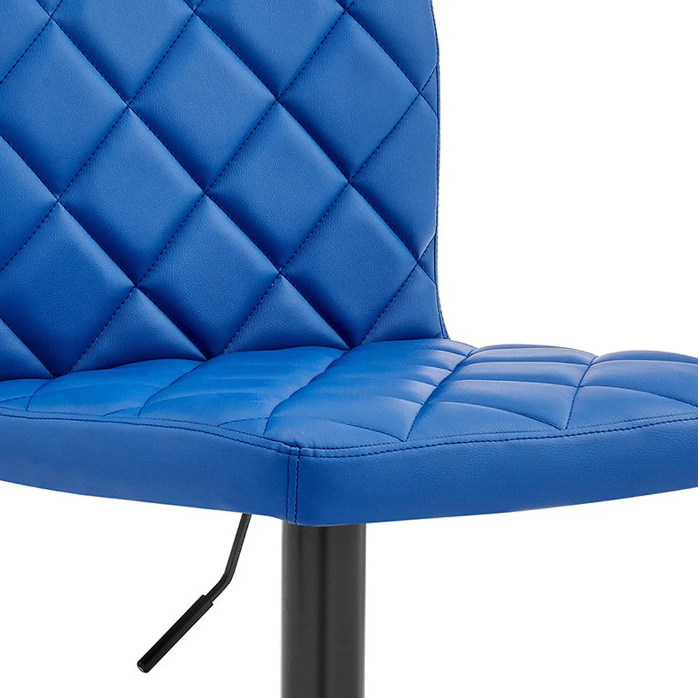 Blue Faux Leather Swivel Adjustable Bar Stool By Homeroots - Image 4
