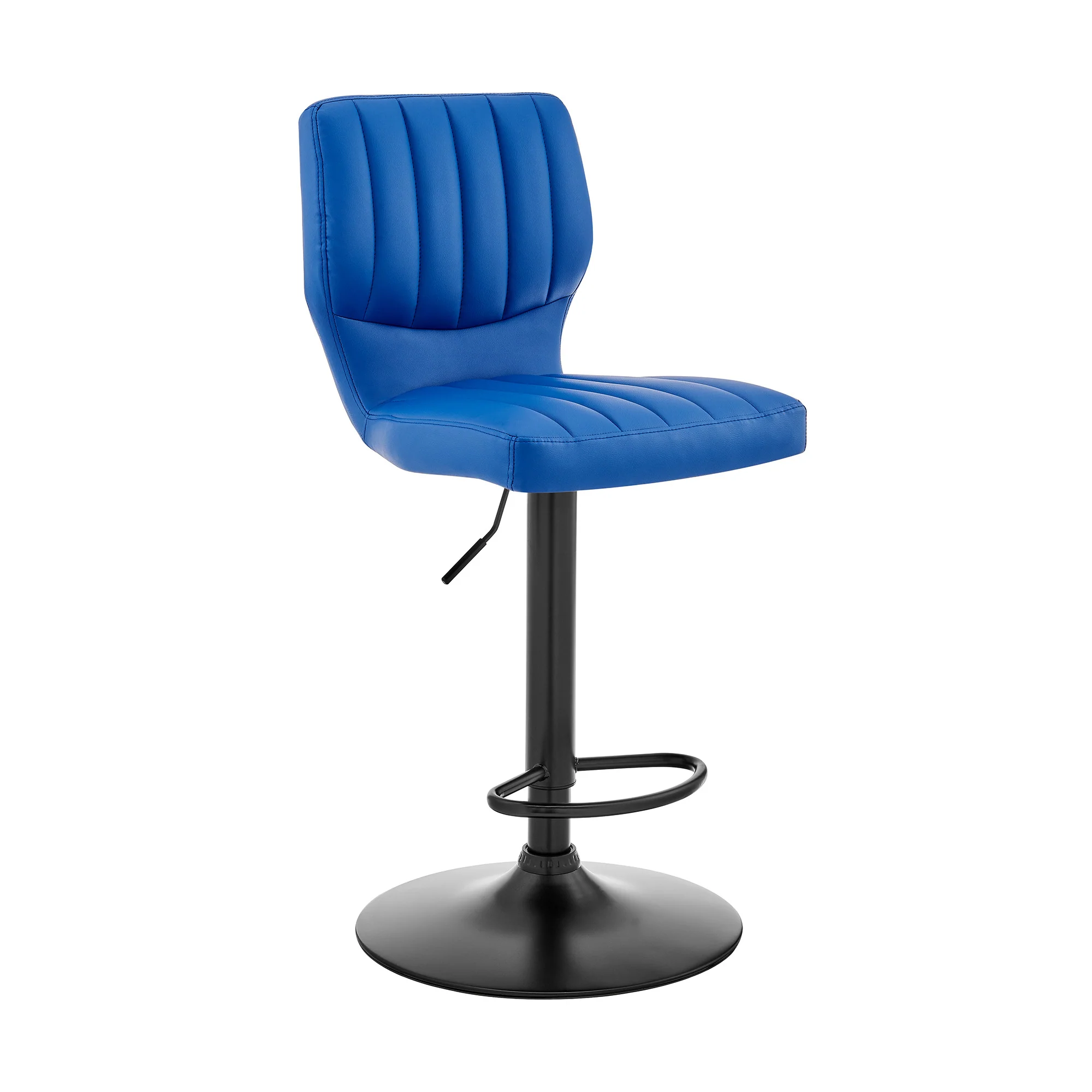 Blue Faux Leather Textured Adjustable Bar Stool By Homeroots - Image 2