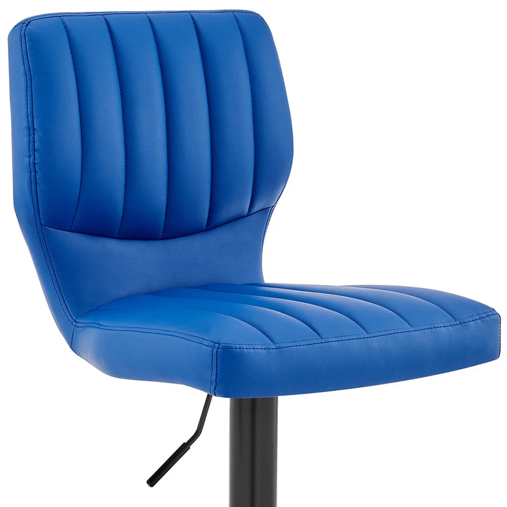 Blue Faux Leather Textured Adjustable Bar Stool By Homeroots - Image 3