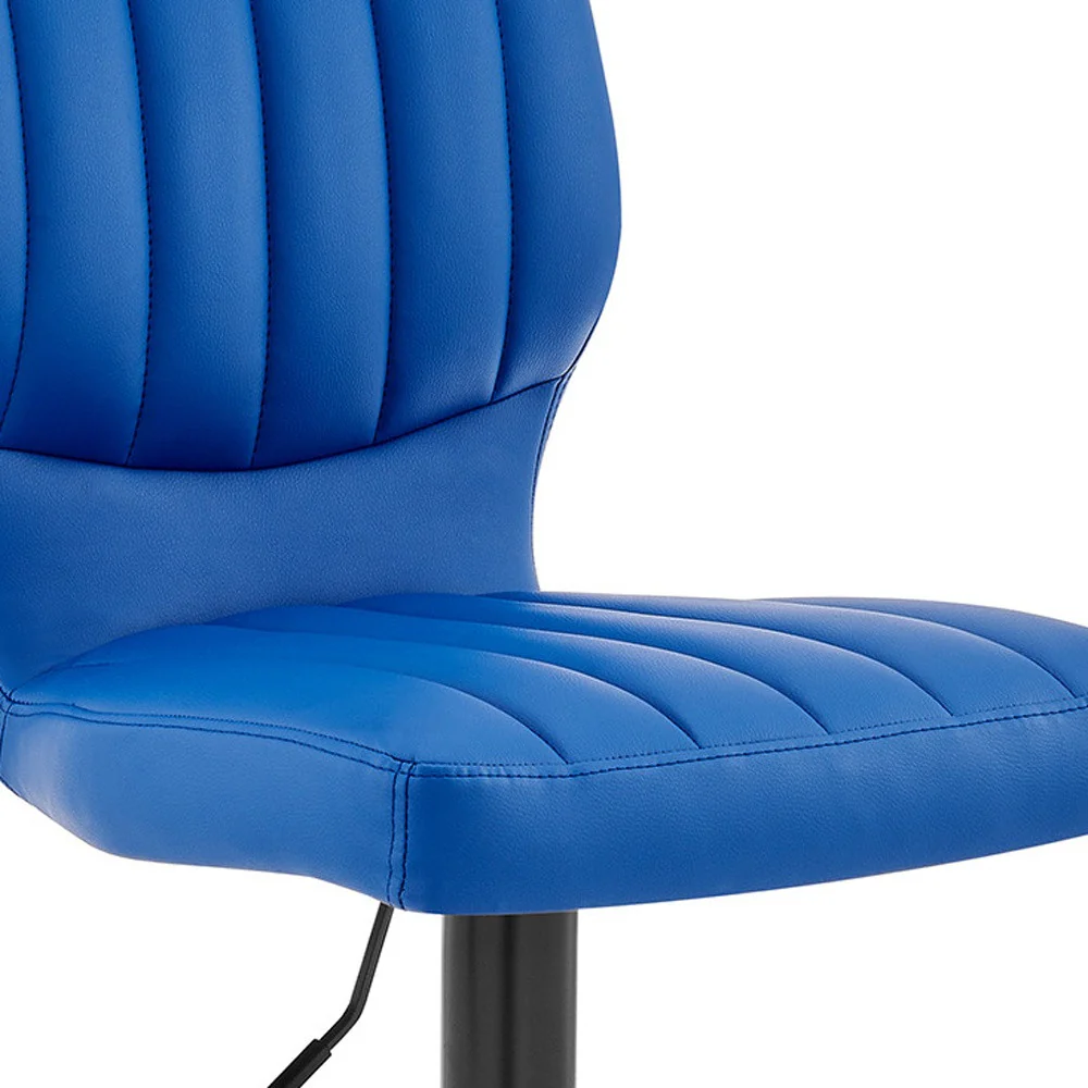 Blue Faux Leather Textured Adjustable Bar Stool By Homeroots - Image 4