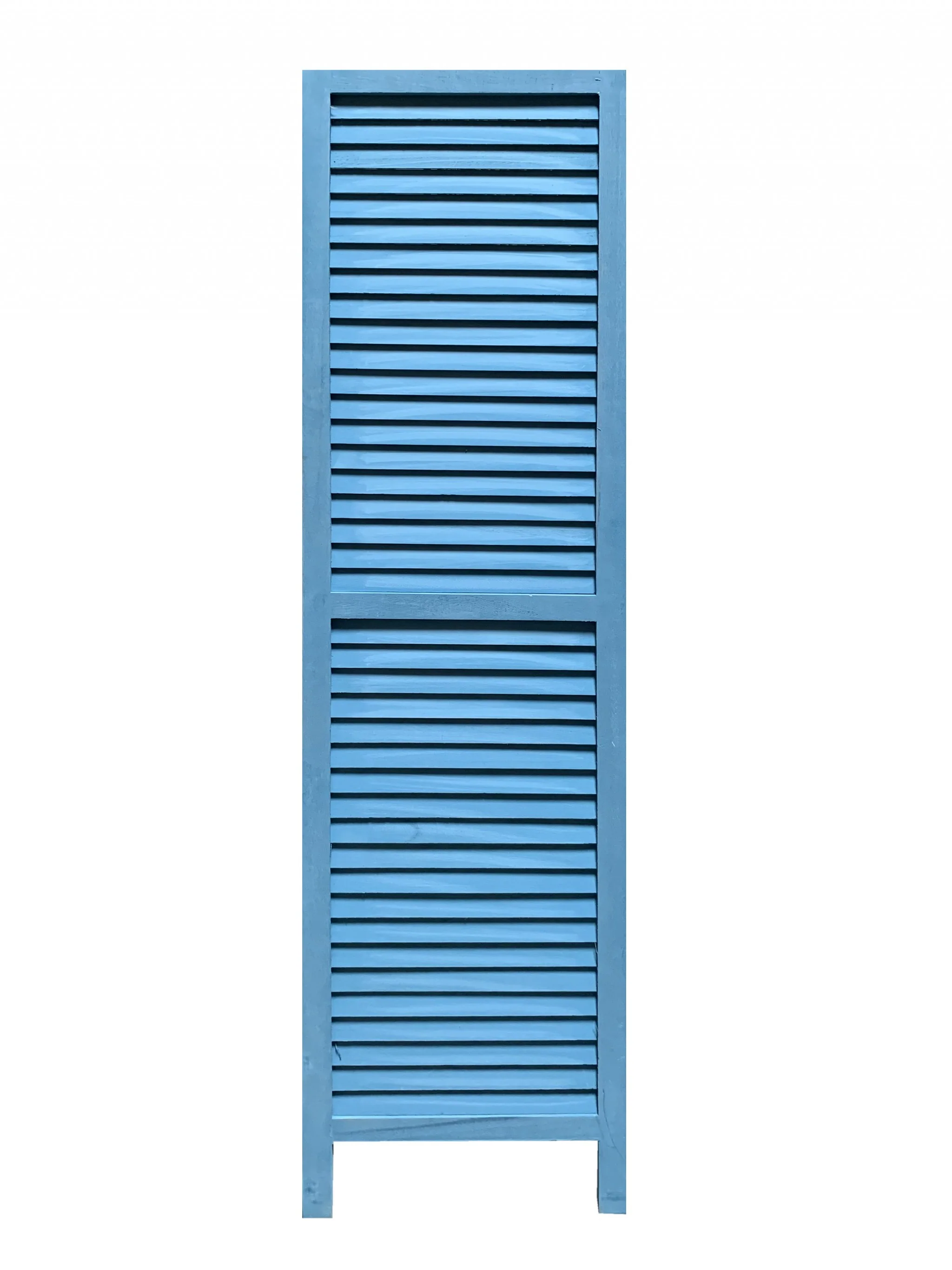 Blue Finish Wood Shutter 3 Panel Room Divider Screen By Homeroots - Image 4