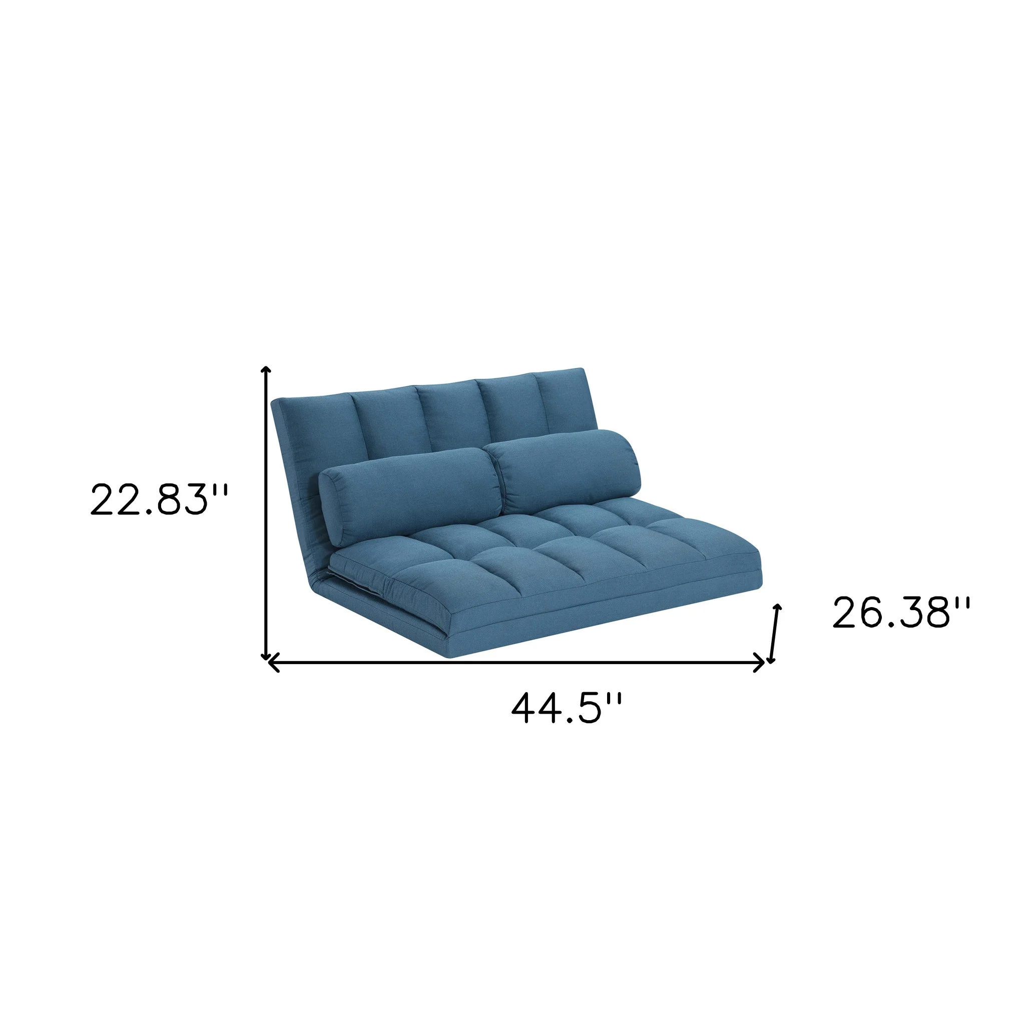 Blue Futon Convertible Sleeper Loveseat and Toss Pillows By Homeroots - Image 4