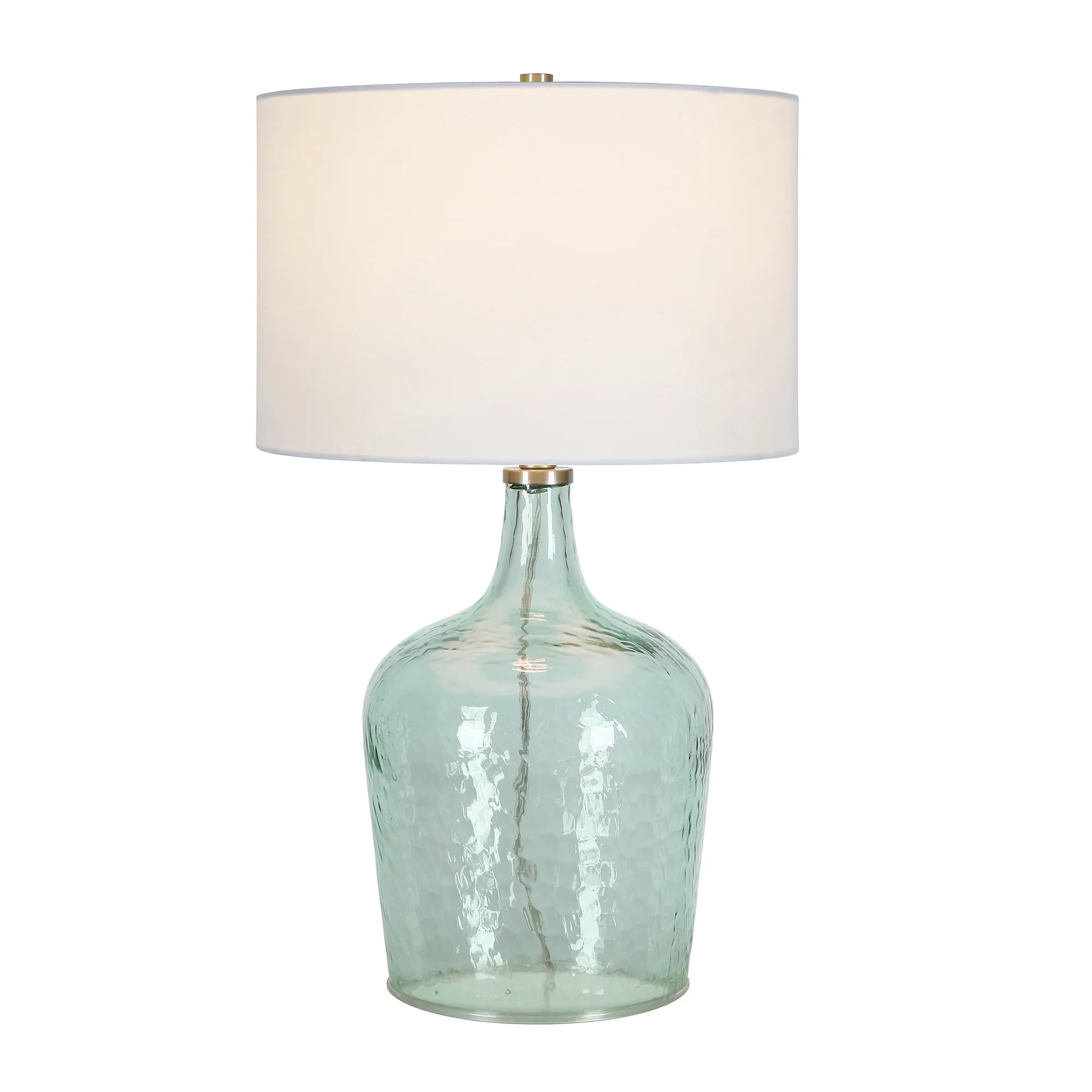 Blue Glass Gourd Table Lamp Coastal With White Drum Shade By Homeroots - Image 4
