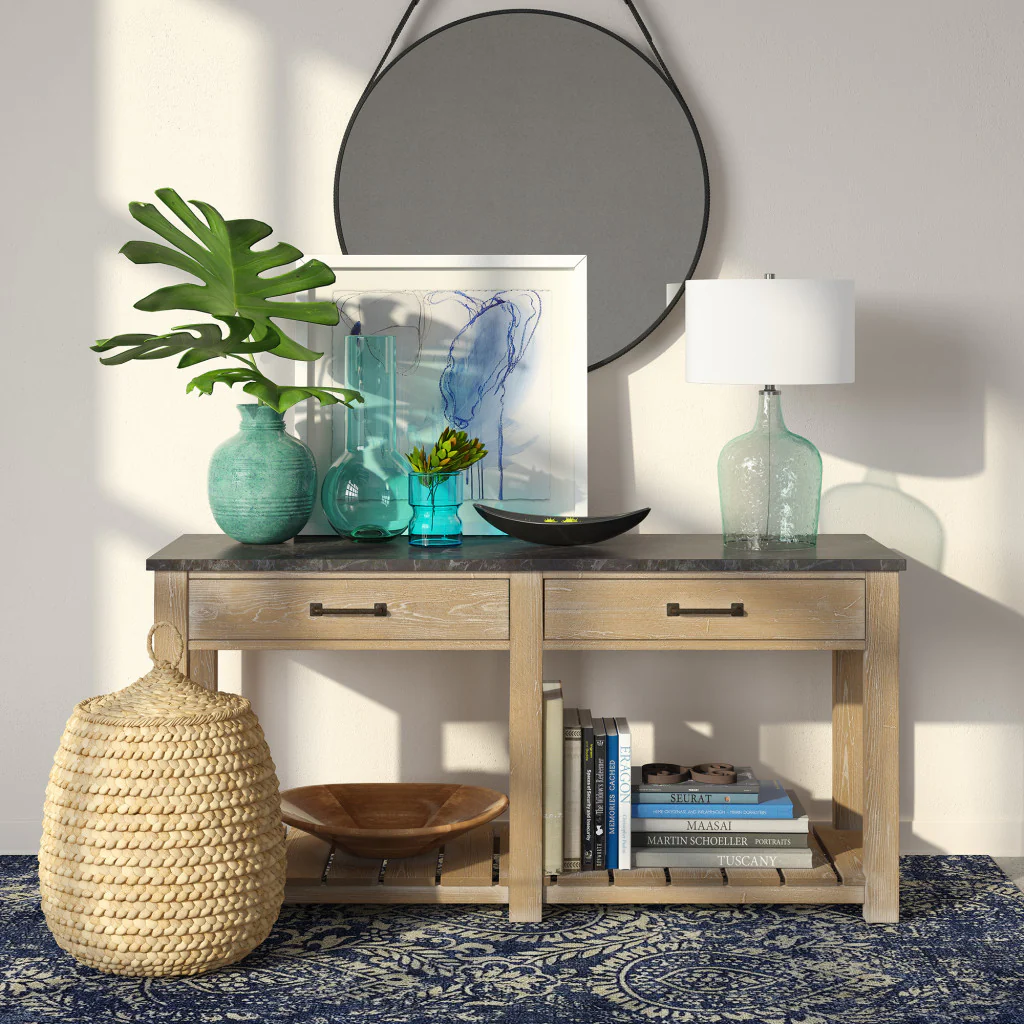 Blue Glass Gourd Table Lamp Coastal With White Drum Shade By Homeroots - Image 7
