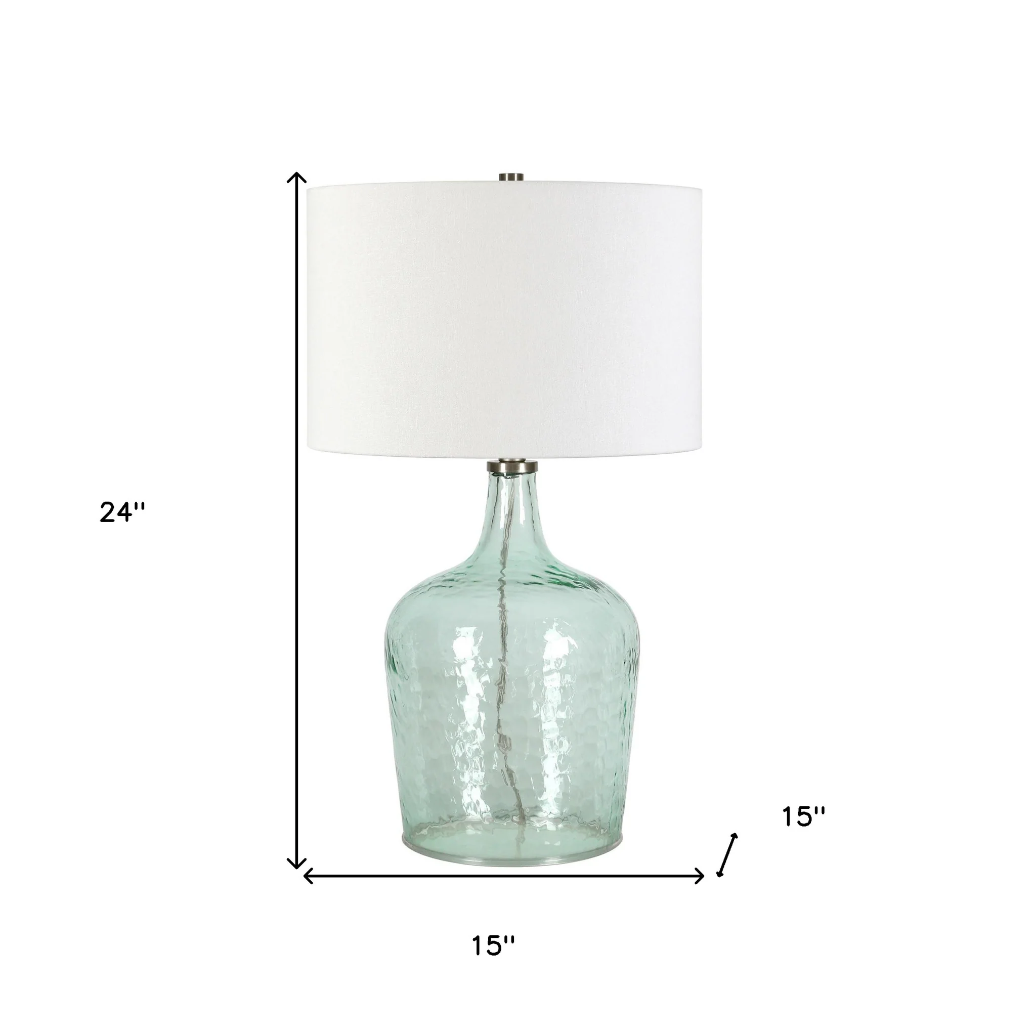 Blue Glass Gourd Table Lamp Coastal With White Drum Shade By Homeroots - Image 8