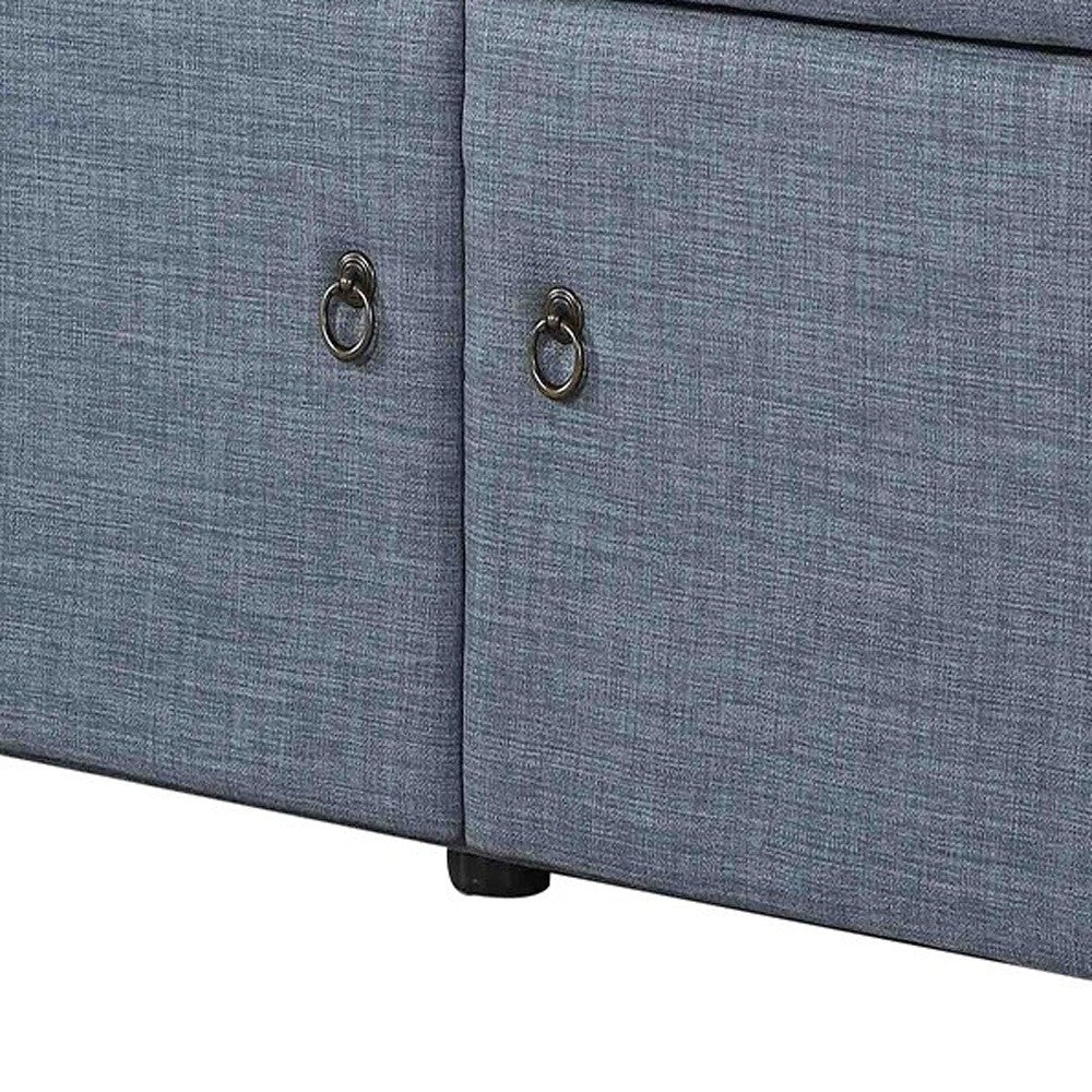 Blue Gray Linen Look Double Door Shoe Storage Bench By Homeroots - Image 5