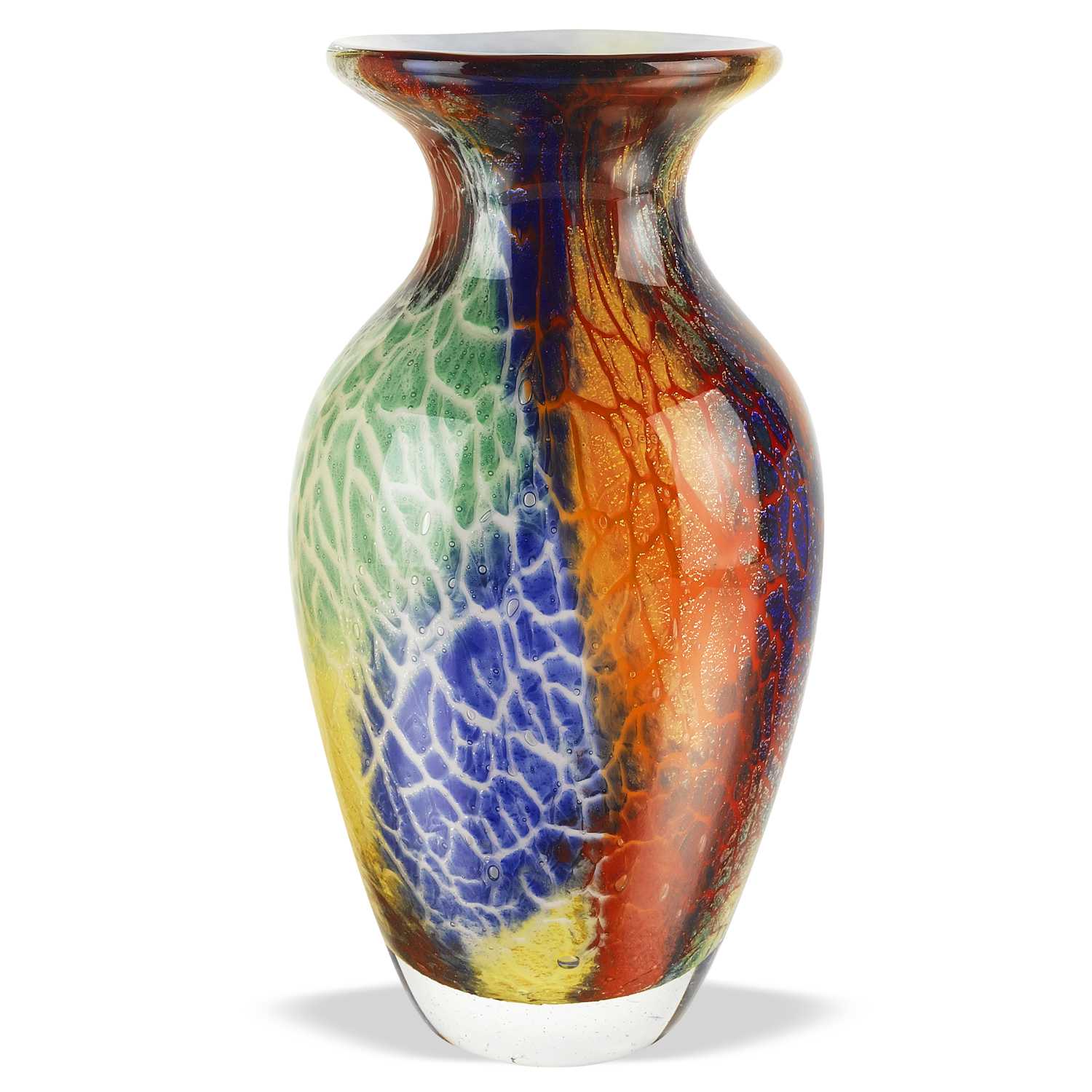 Blue Green And Orange Urn Murano Glass Table Vase By Homeroots - Image 2