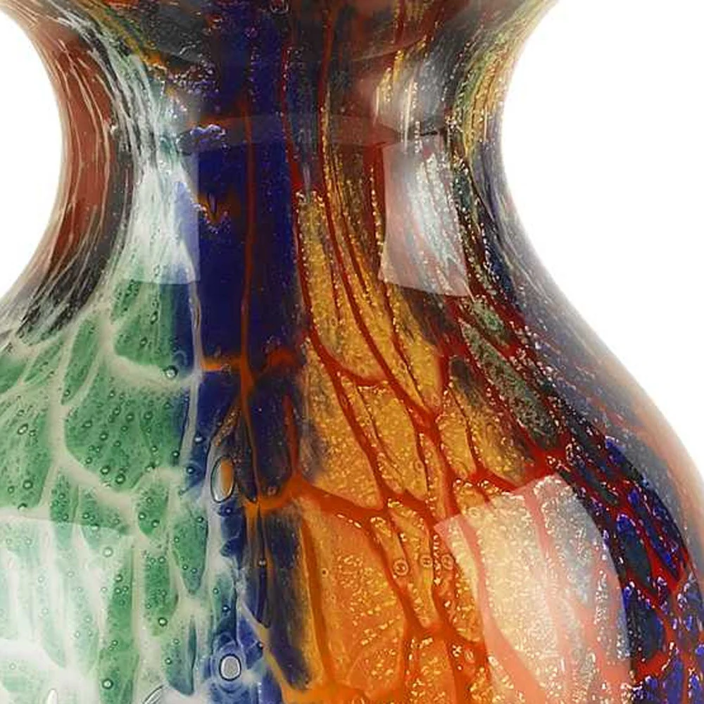 Blue Green And Orange Urn Murano Glass Table Vase By Homeroots - Image 4