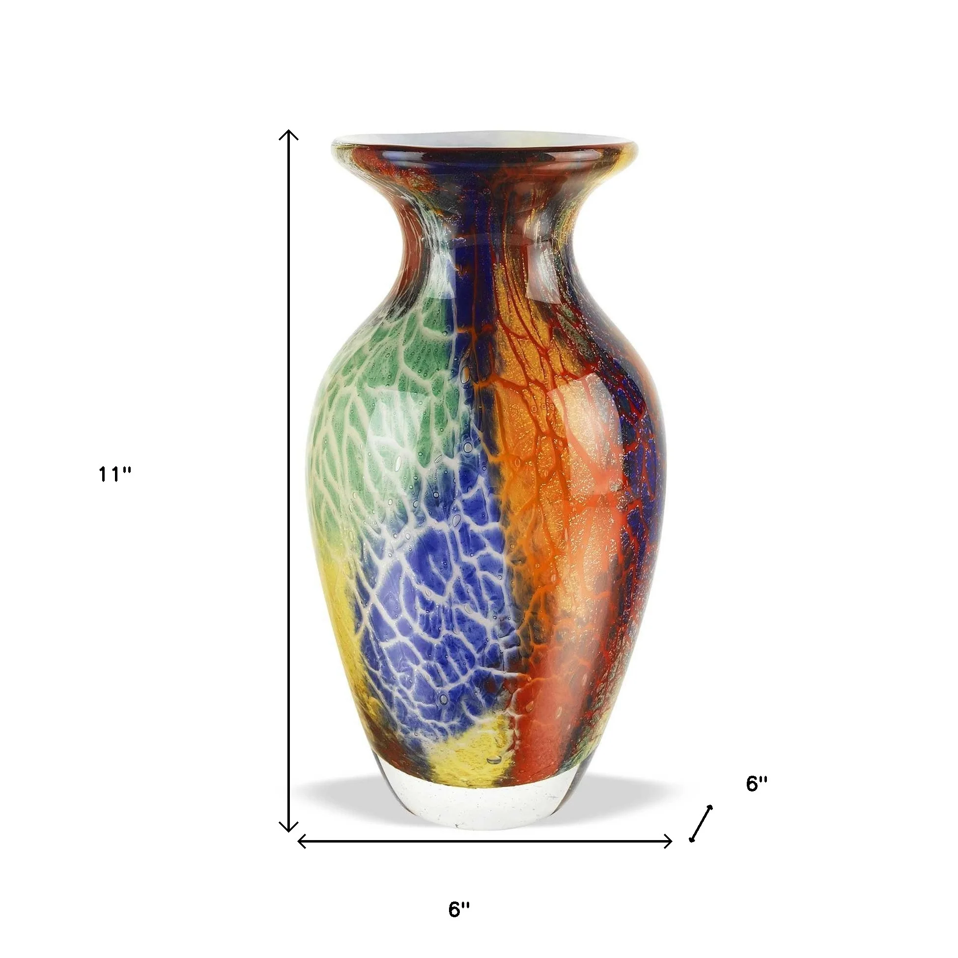 Blue Green And Orange Urn Murano Glass Table Vase By Homeroots - Image 5