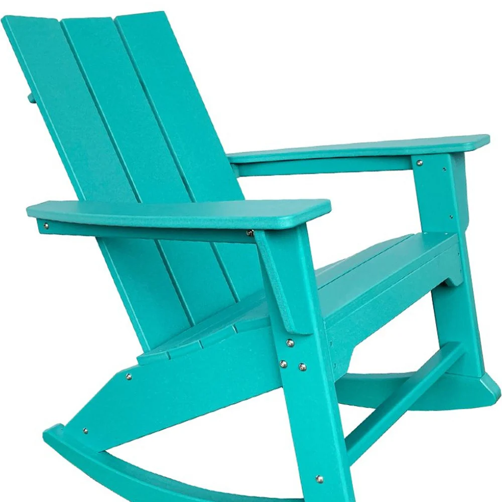 Blue Heavy Duty Plastic Indoor Outdoor Rocking Chair By Homeroots - Image 4