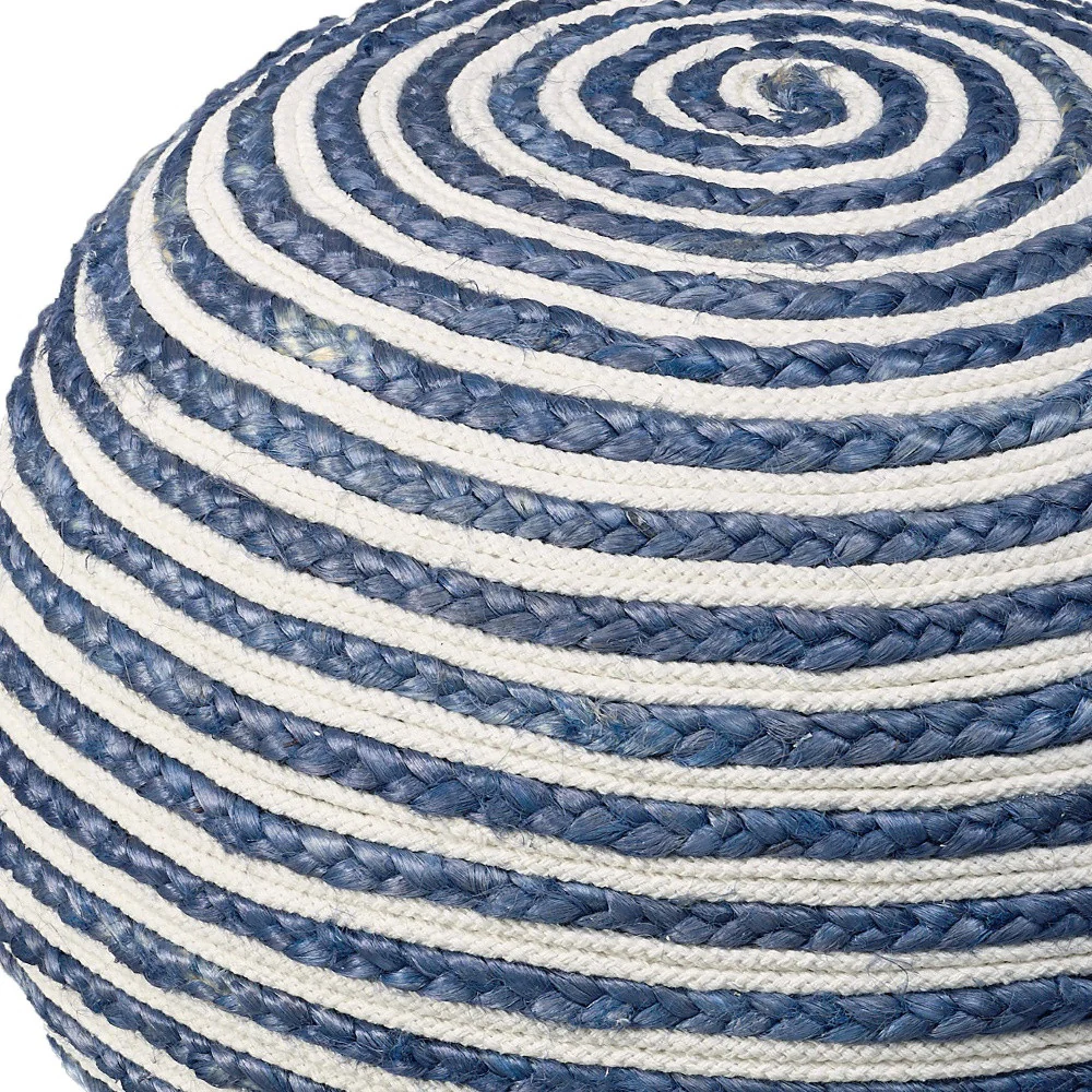 Blue Jute Ottoman By Homeroots - Image 3