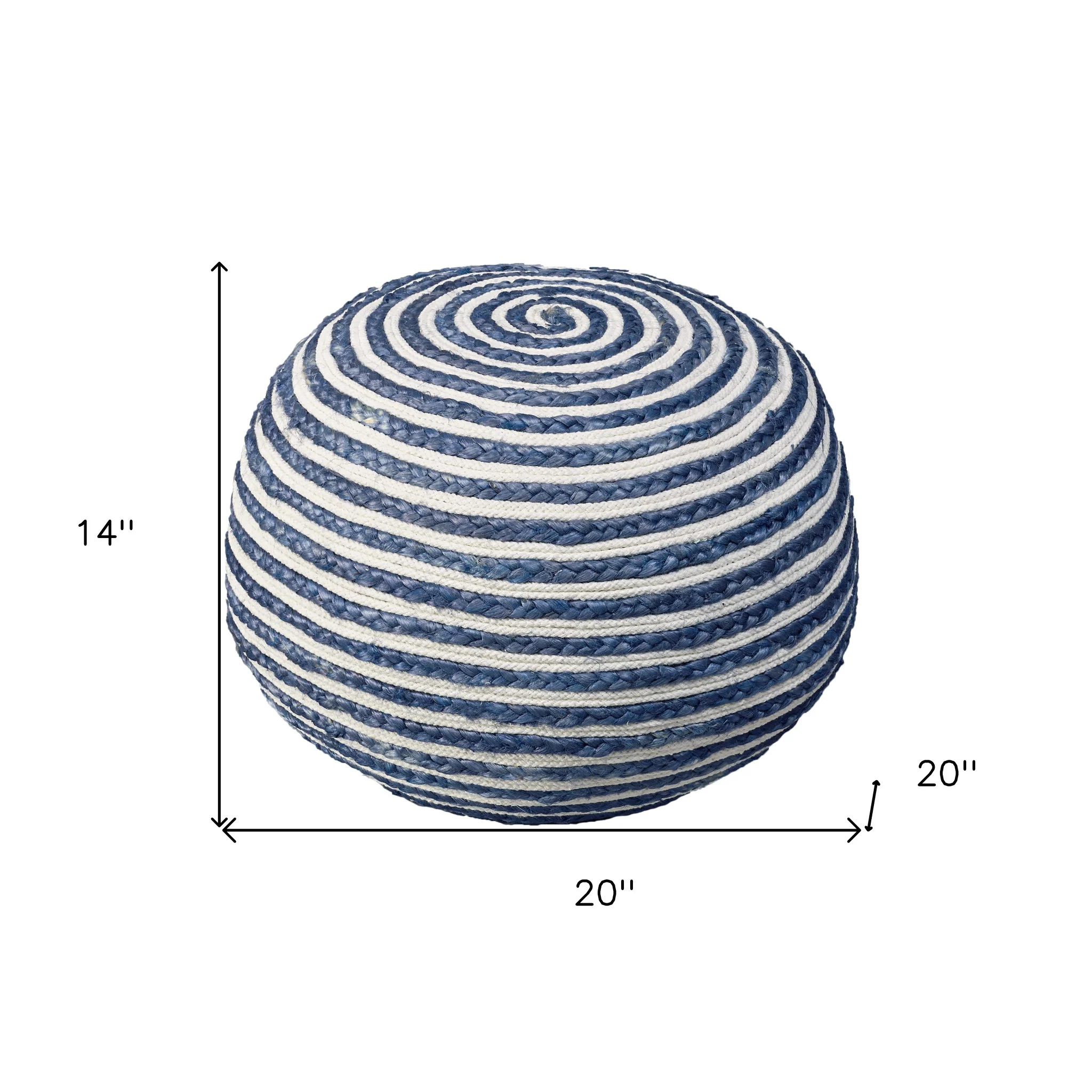 Blue Jute Ottoman By Homeroots - Image 6