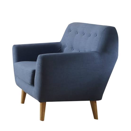 Blue Linen Chair By Homeroots - Image 2