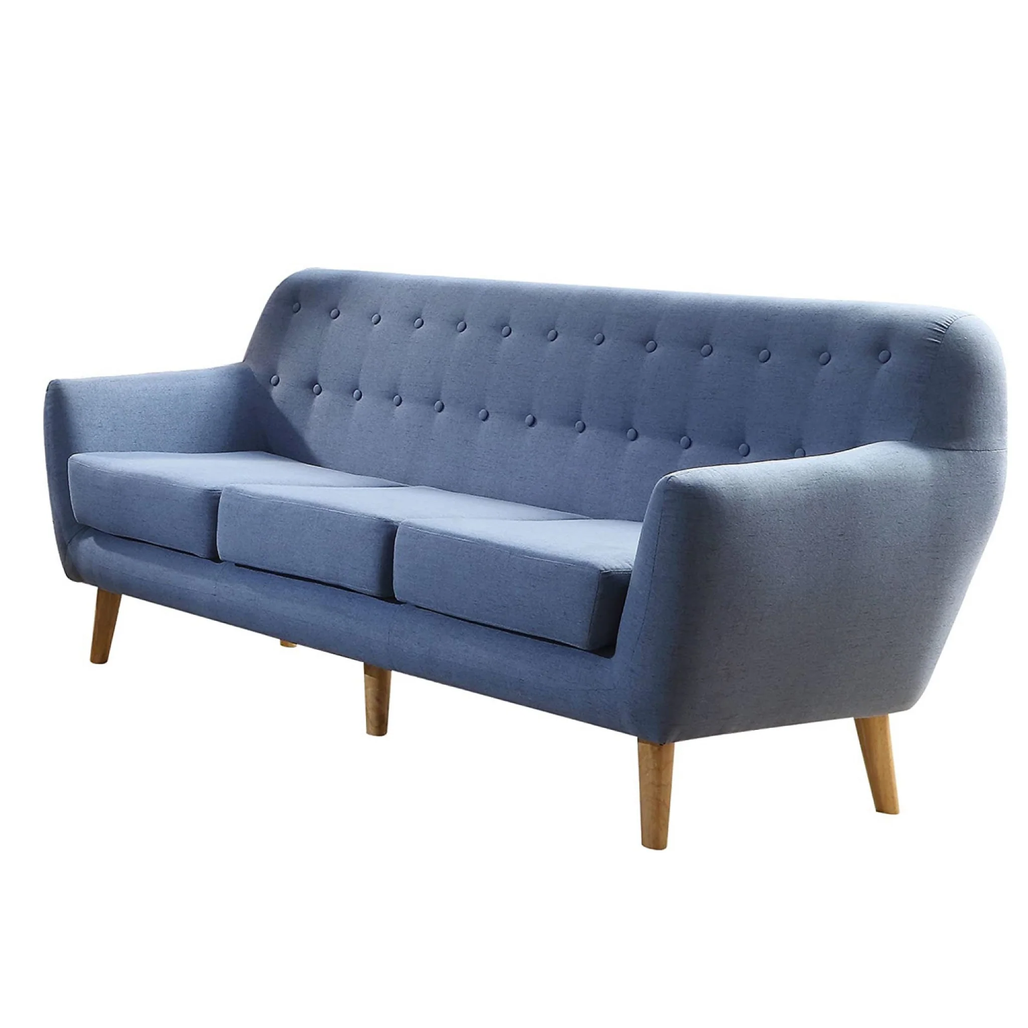 Blue Linen Sofa By Homeroots - Image 2