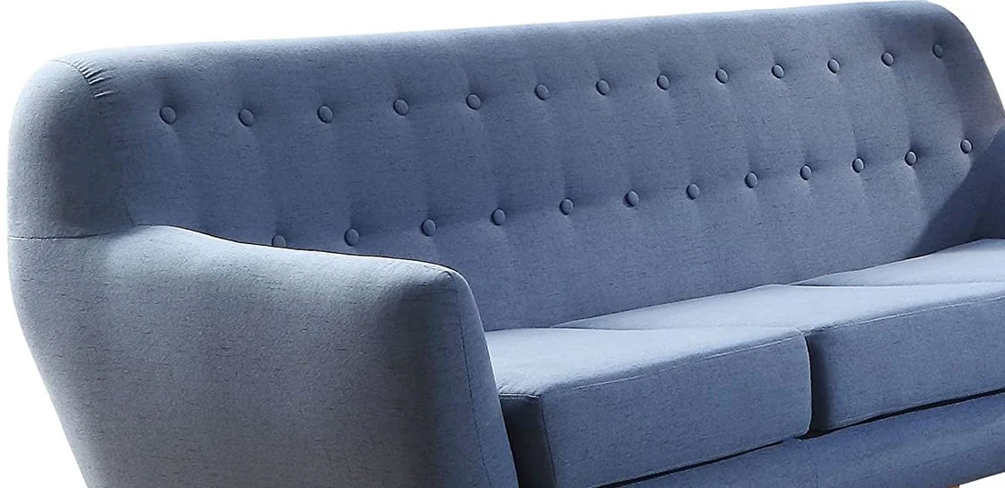 Blue Linen Sofa By Homeroots - Image 4