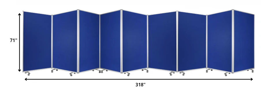 Blue, Metal, 9 Panel, Screen By Homeroots - Image 3