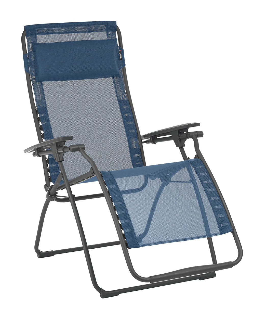 Blue Metal Outdoor Zero Gravity Chair with Blue Cushion By Homeroots - Image 3
