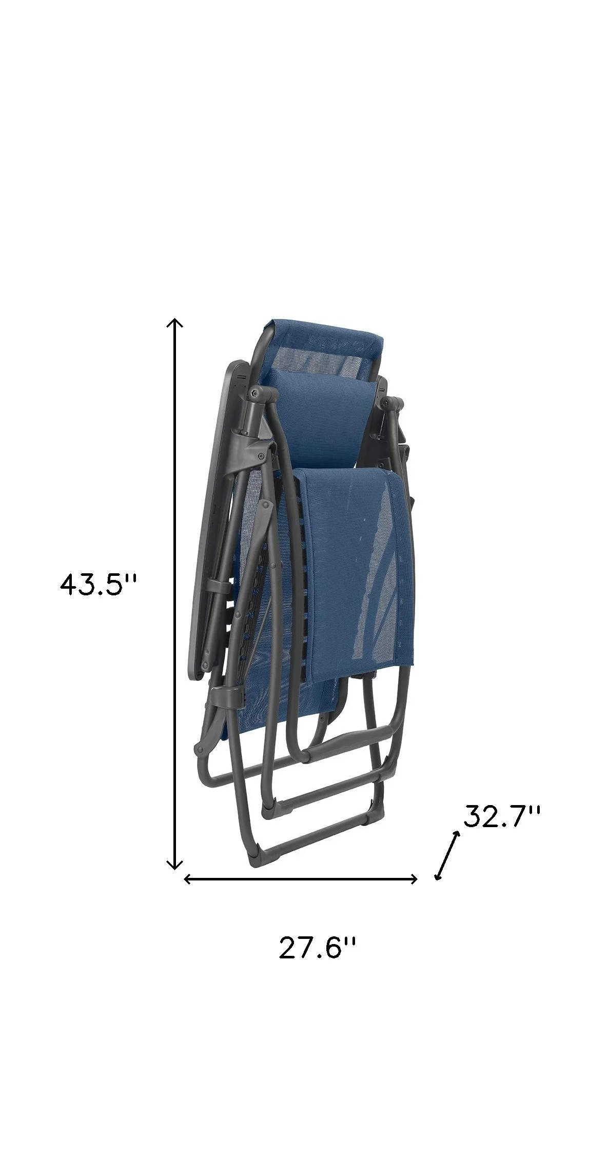 Blue Metal Outdoor Zero Gravity Chair with Blue Cushion By Homeroots - Image 5