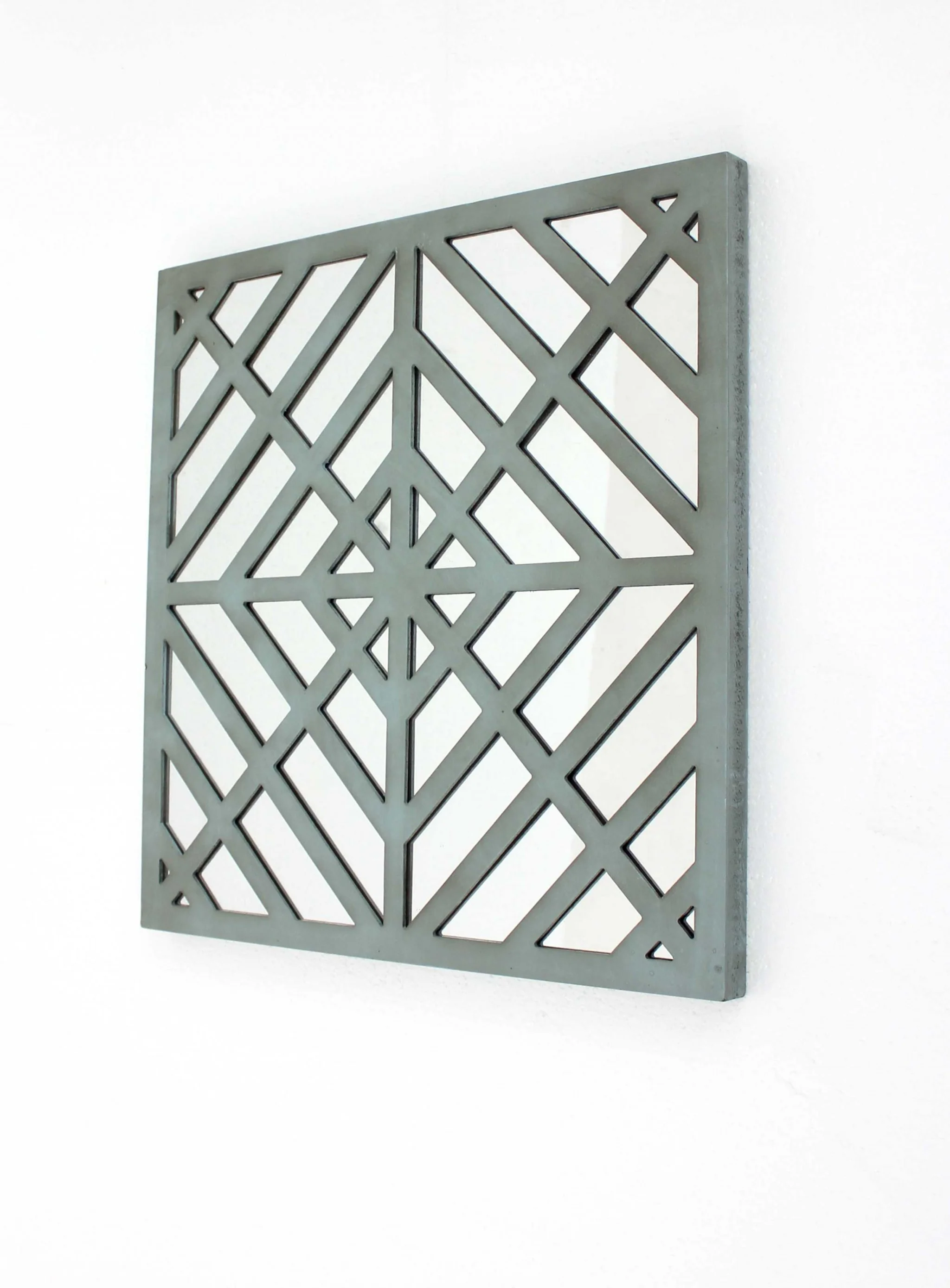 Blue Mirrored Square Wooden Wall Decor By Homeroots - Image 2