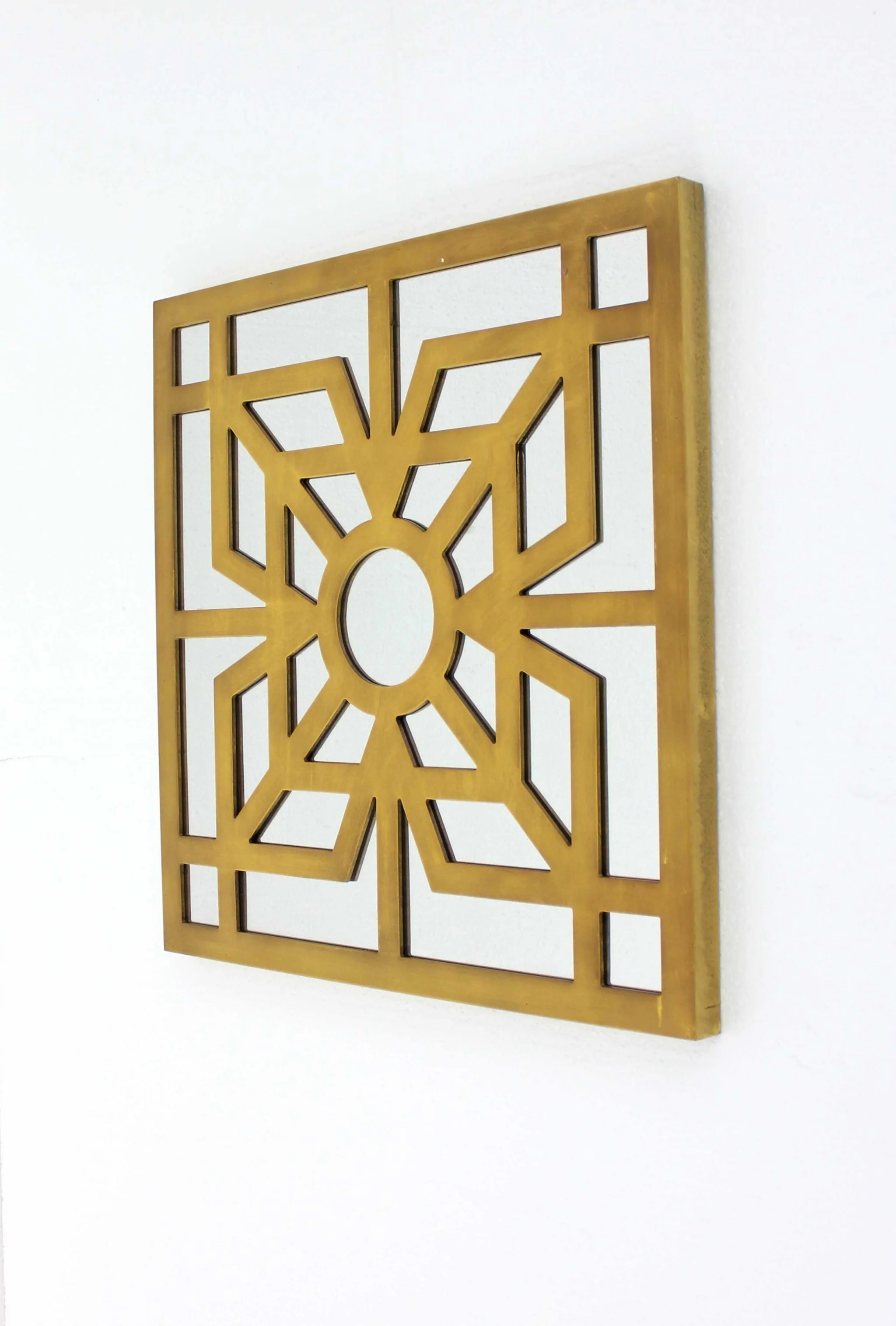 Blue Mirrored Square Wooden Wall Decor By Homeroots - Image 3