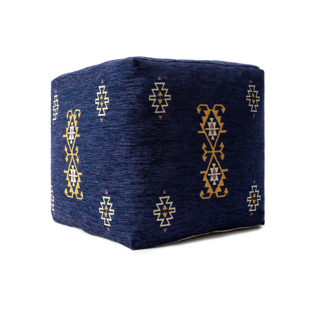 Blue Polyester Blend Ottoman By Homeroots - Image 6