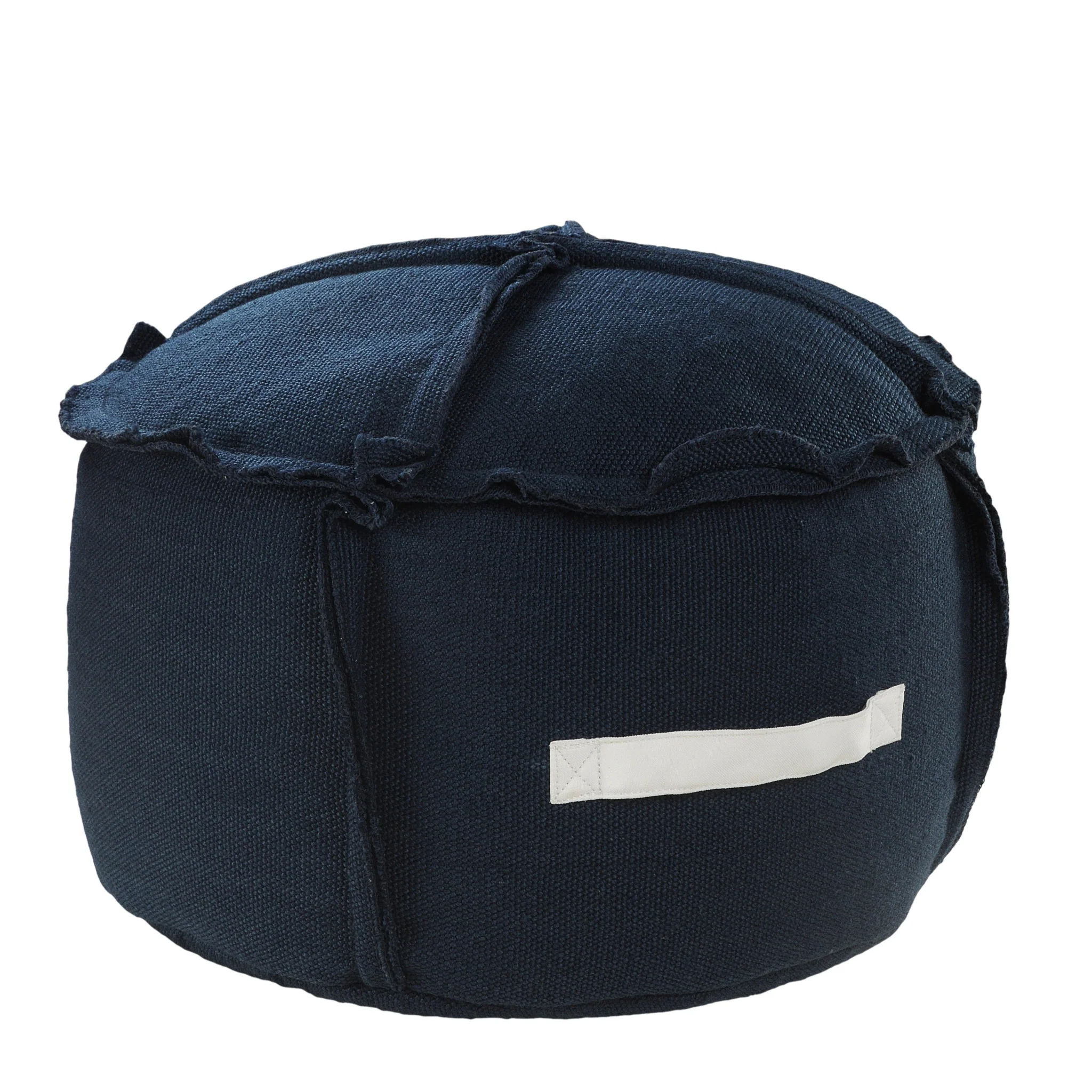 Blue Polyester Round Patchwork Indoor Outdoor Pouf Ottoman By Homeroots - Image 3