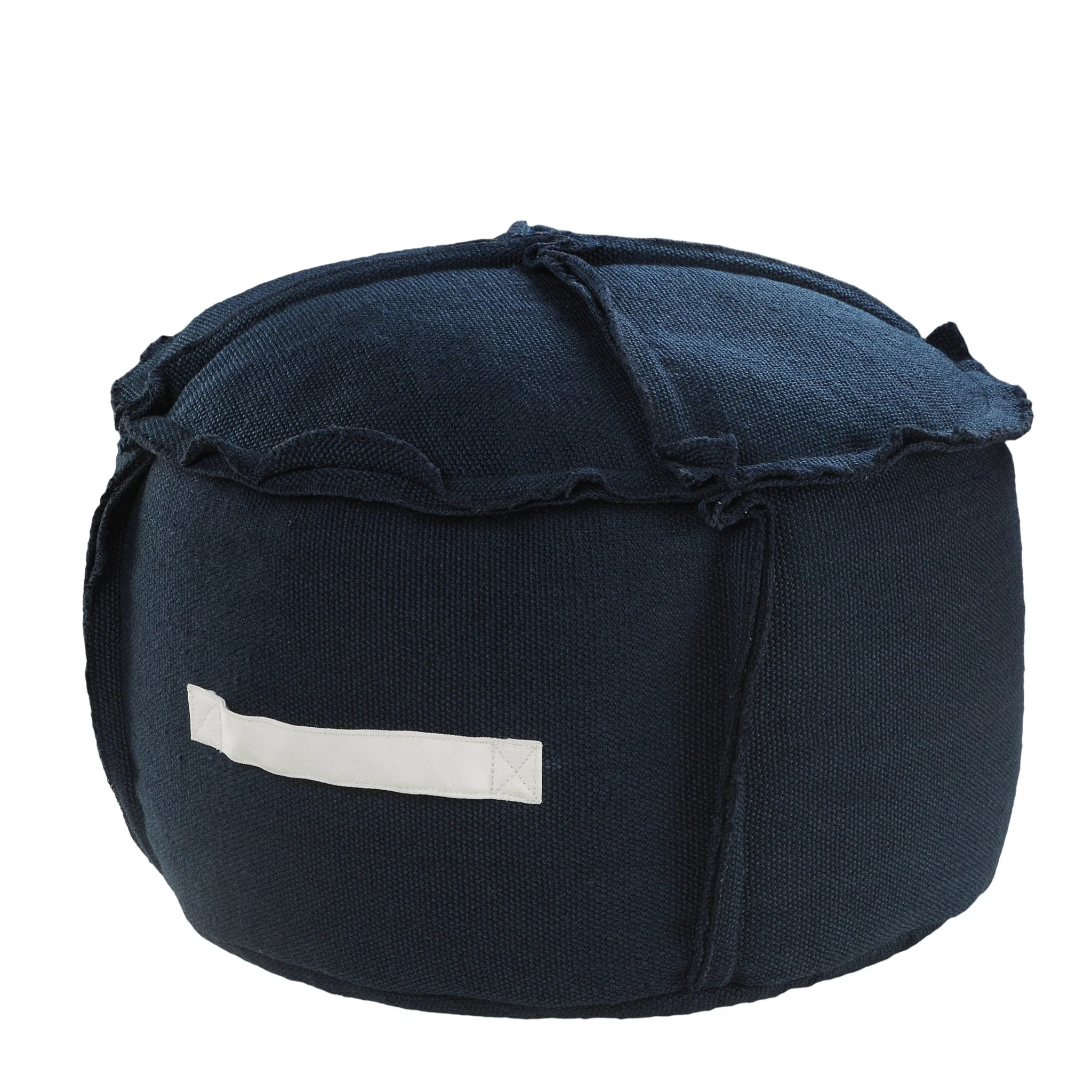Blue Polyester Round Patchwork Indoor Outdoor Pouf Ottoman By Homeroots - Image 5