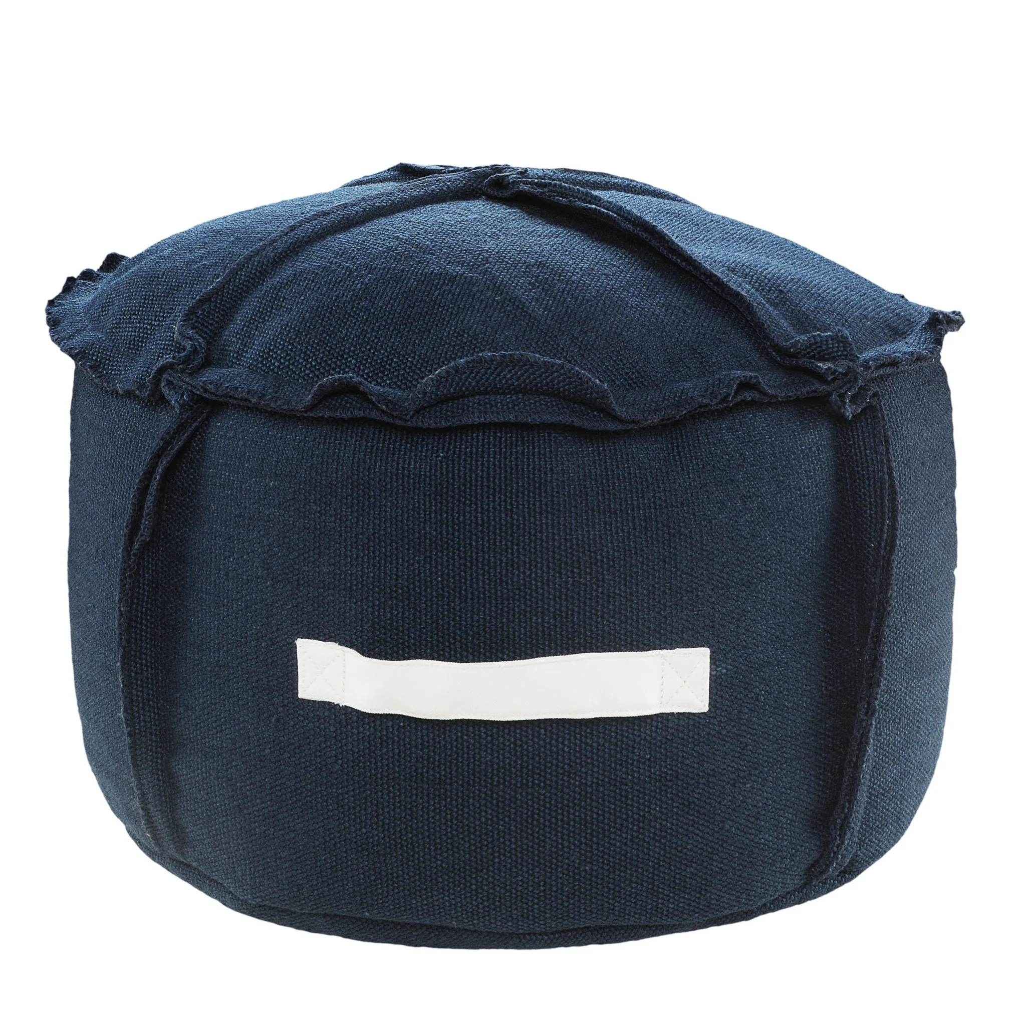 Blue Polyester Round Patchwork Indoor Outdoor Pouf Ottoman By Homeroots - Image 6