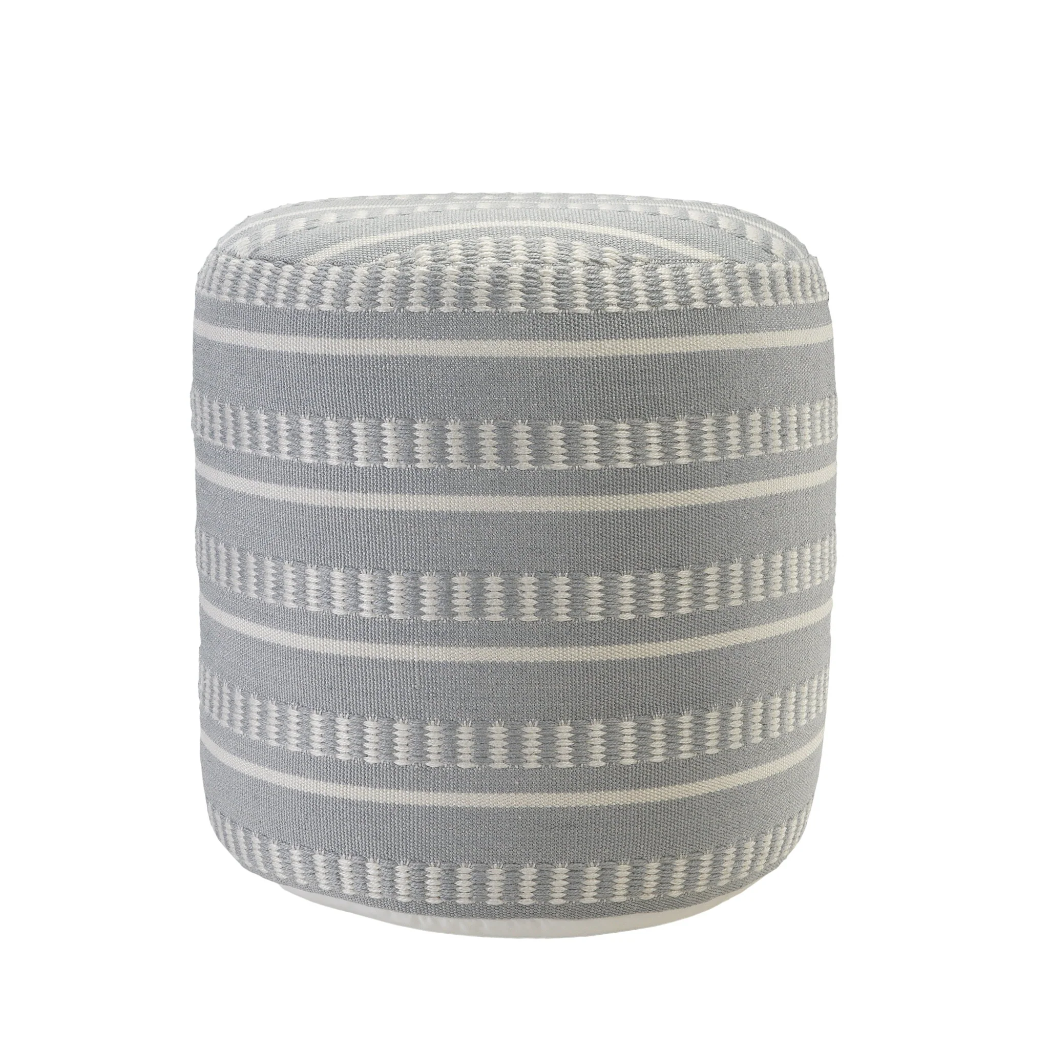 Blue Polyester Round Striped Indoor Outdoor Pouf Ottoman By Homeroots - Image 6