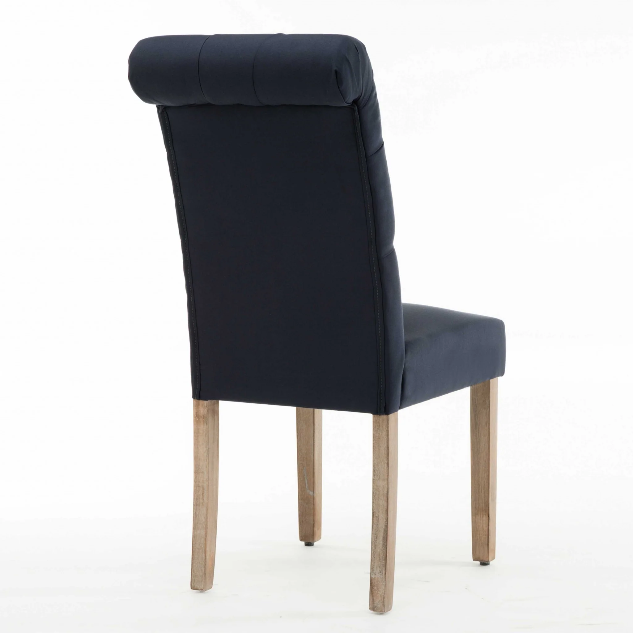 Blue Roll Top Tufted Linen Fabric Modern Dining Chair In A Set Of 2 By Homeroots - Image 2