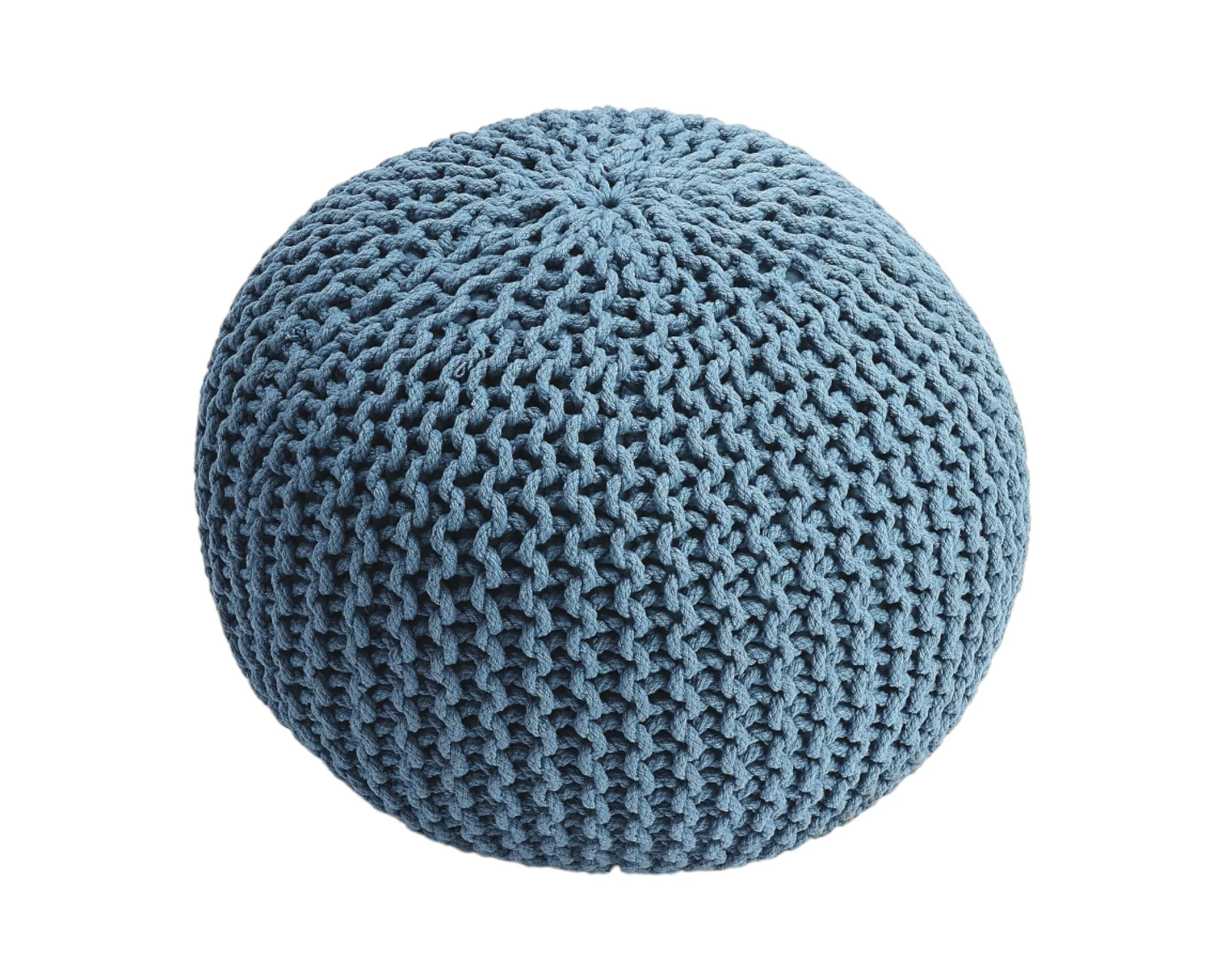 Blue Round Pouf Ottoman By Homeroots - Image 6