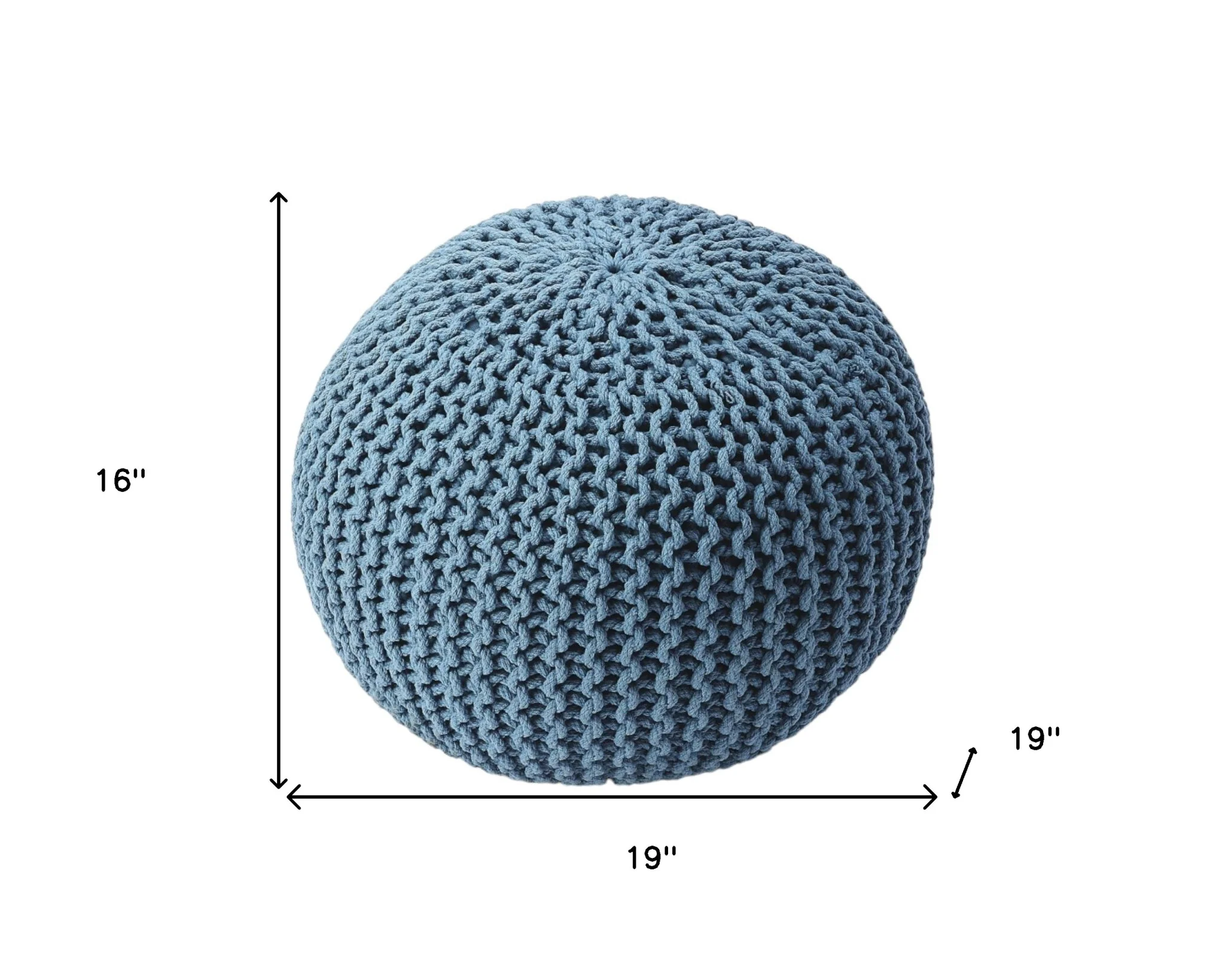Blue Round Pouf Ottoman By Homeroots - Image 7